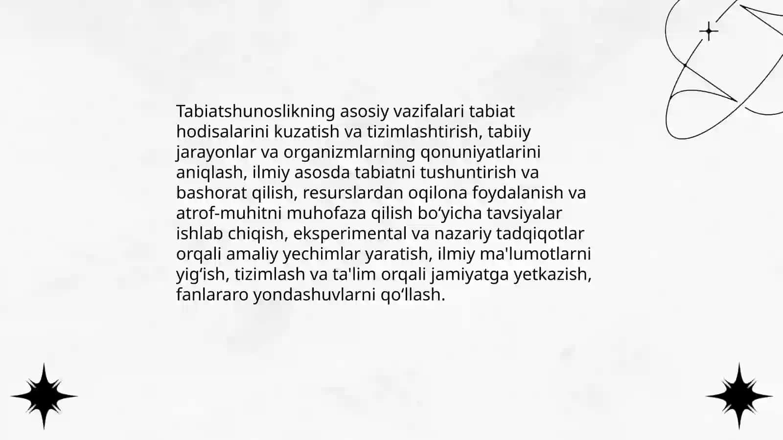 Tabiat haqidagi ilimlarning paydo boʻlishi asosiy vazifalari va boʻlimlari 4
