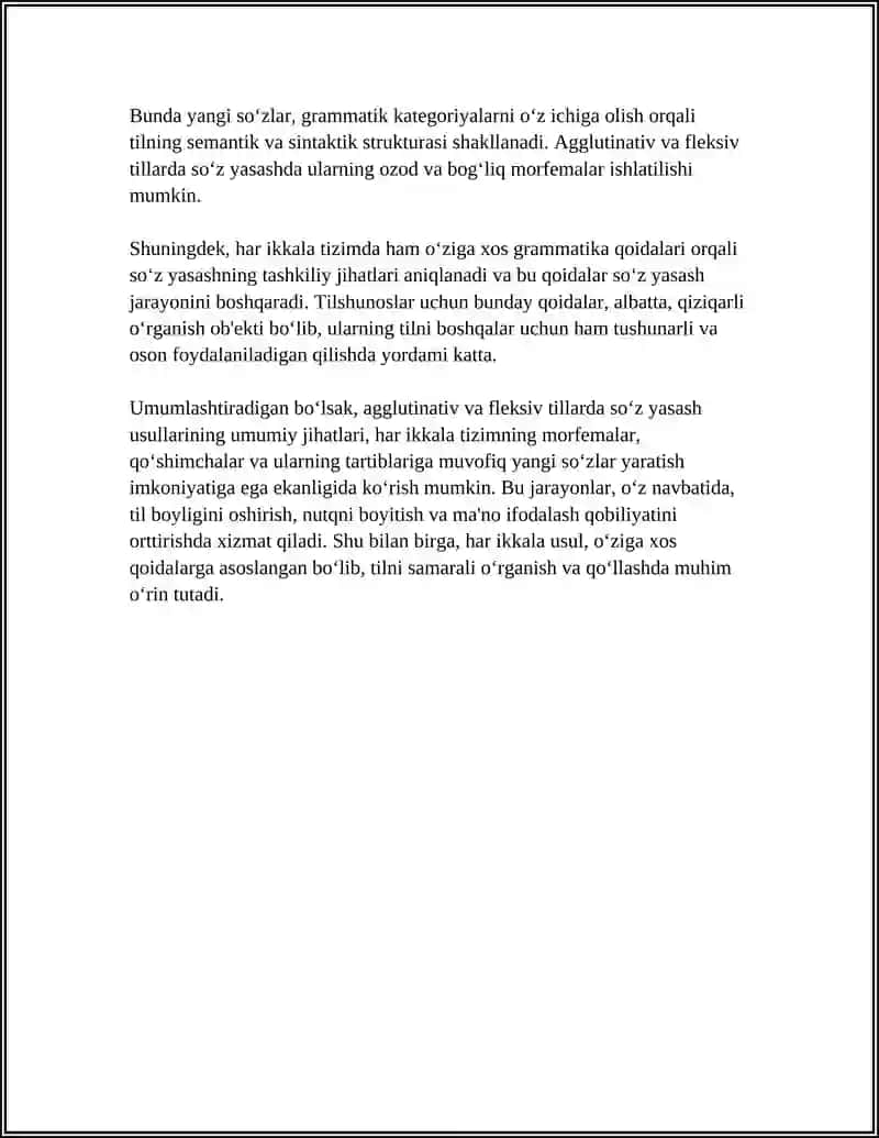 TURLI TIZIMLI TILLARDA SOʻZ YASASH USULLARINING UMUMIY VA FARQLI JIHATLARI 4