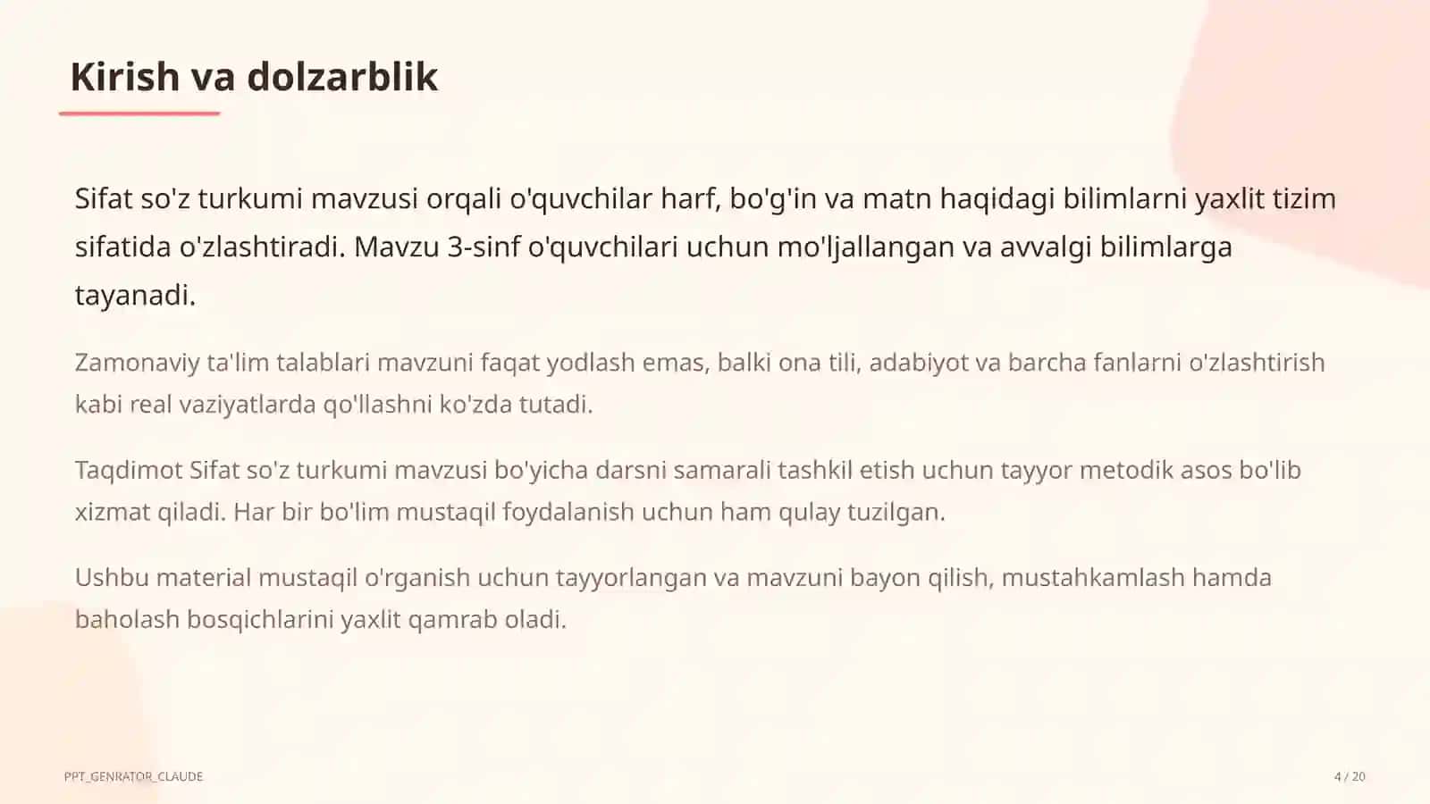 Sifat so'z turkumi (3-sinf) 4