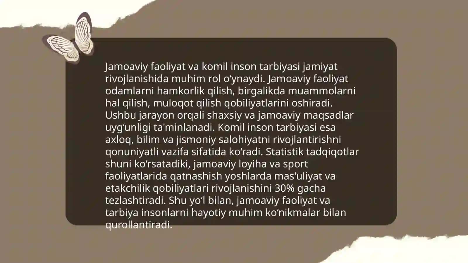 Komil inson shaxsini tarbiyalashda jamoaning oʻrni va ahamiyati 4