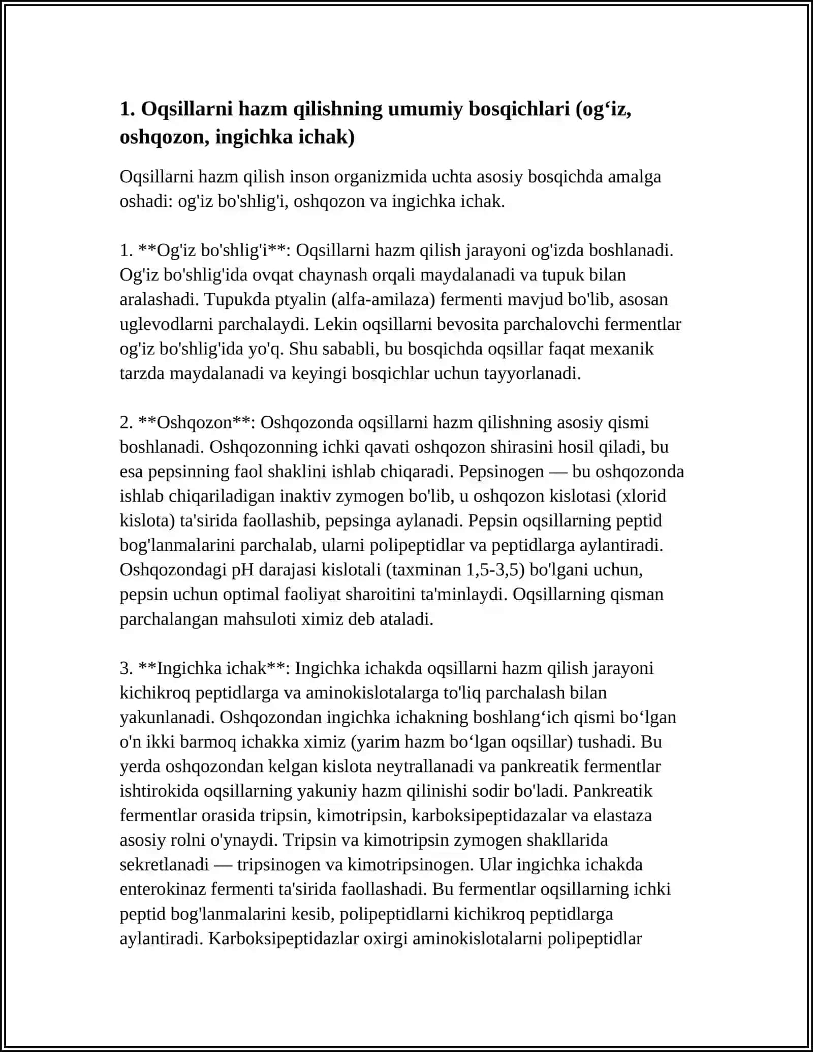 Oqsillar hazmlanishi va aminokislotalar almashinuvi 4