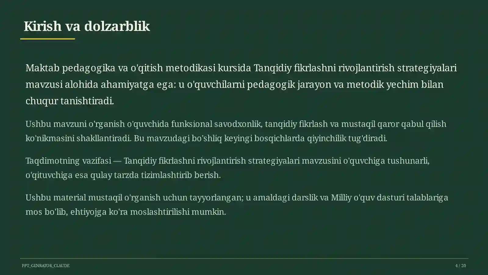 Tanqidiy fikrlashni rivojlantirish strategiyalari 4
