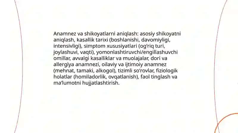 Asosiy tadqiqot usullari. Malumot yigish, bemorni tashqi teshiruvi 4