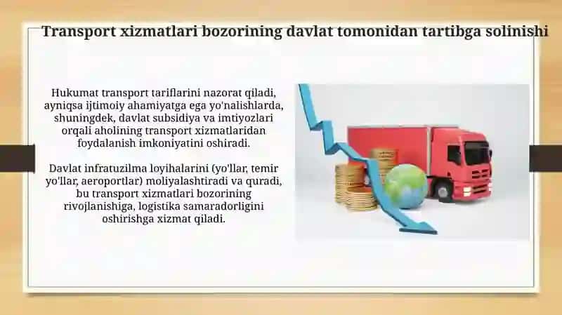 Transport xizmatlari bozorining hozirgi holati va uning iqtisodiy taxlili 4