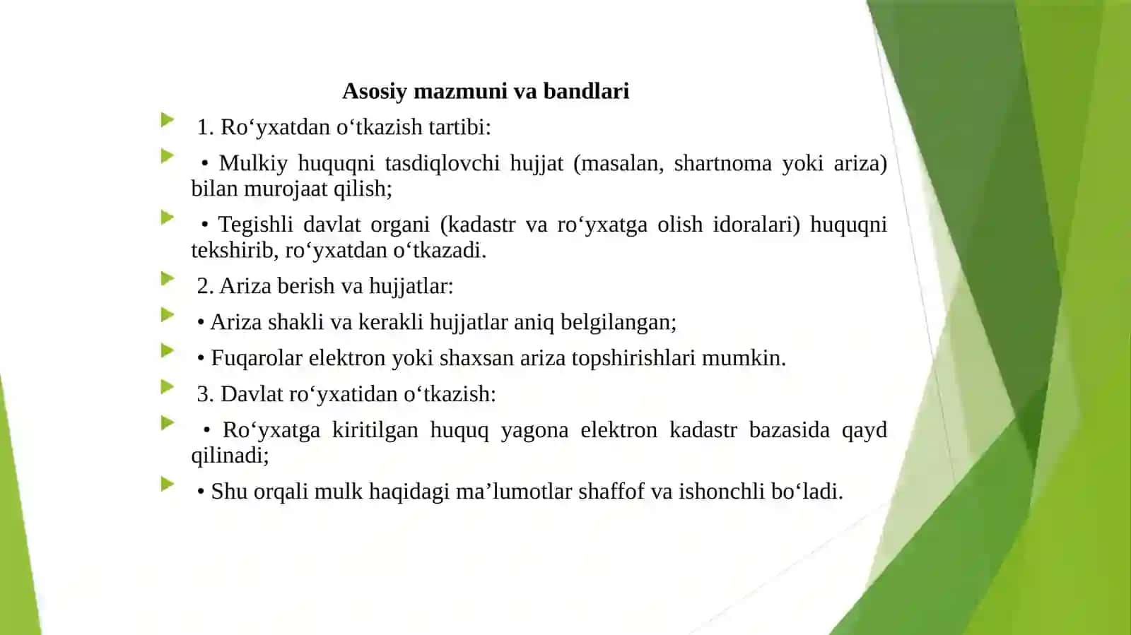 Ko’chmas mulkka doir normativ – huquqiy hujjatlar bilan tanishish (3) 4