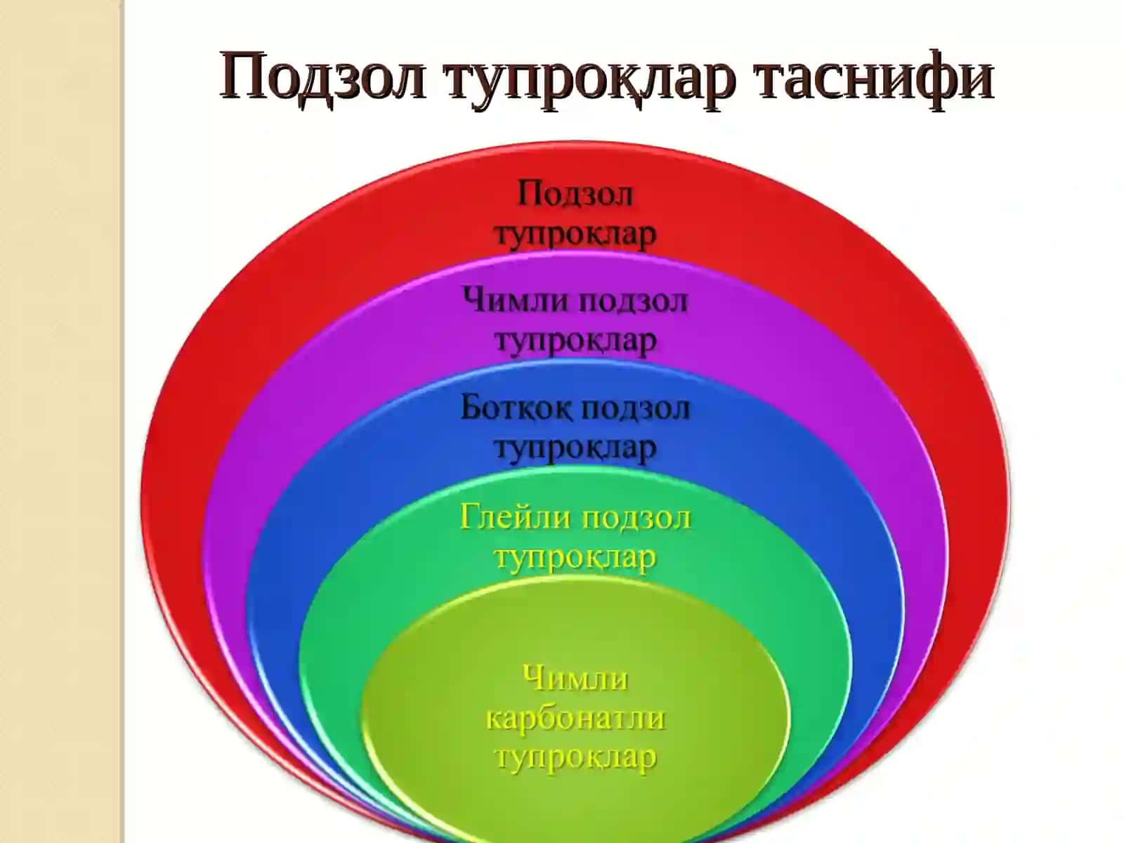 MDX tuproqlari. Tayga-urmon zonasi va o‘omon –dasht zonasining qora tuproqlari 4