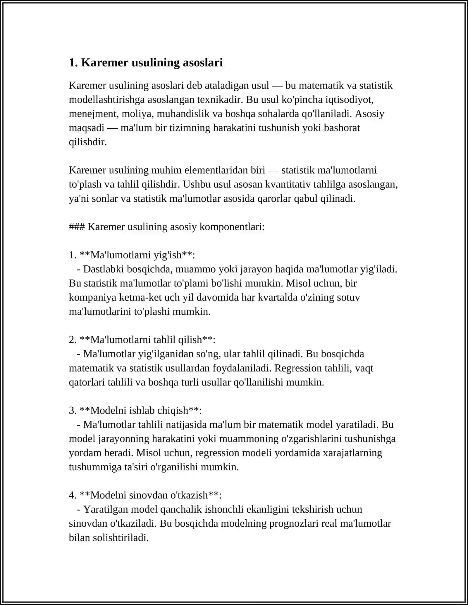 CHIZIQLI TENGLAMALAR SISTEMASINING YECHISH KARAMER USULI BILAN VA GAUS USULI BILAN YECHISH 4