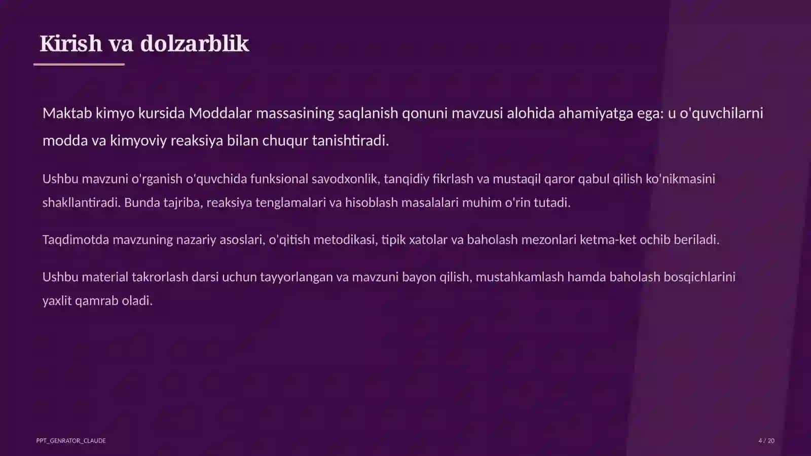 Moddalar massasining saqlanish qonuni (7-sinf) 4