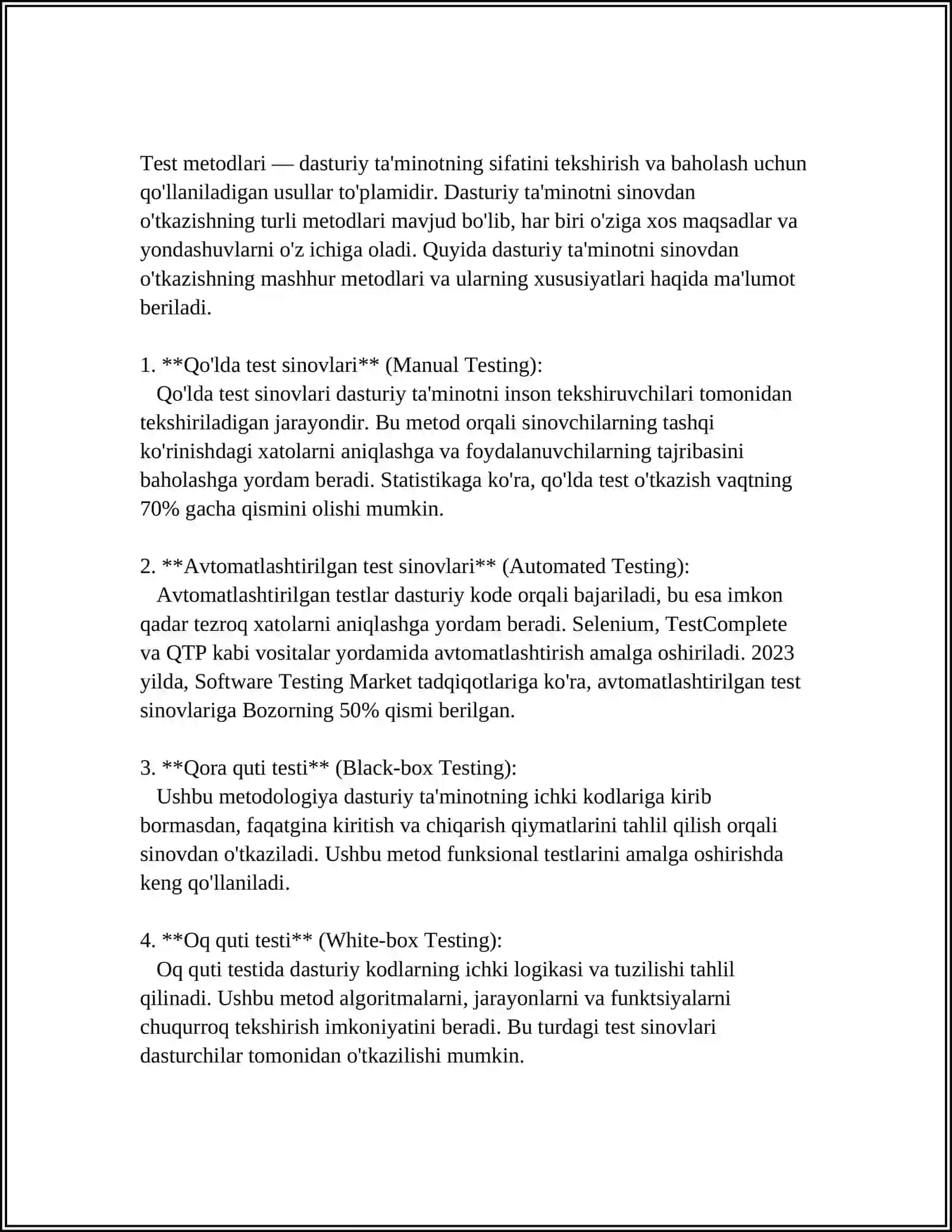 PSIXODIAGNOSTIKANI OʻTKAZISHDA TEST METODIDAN FOYDALANISH 4