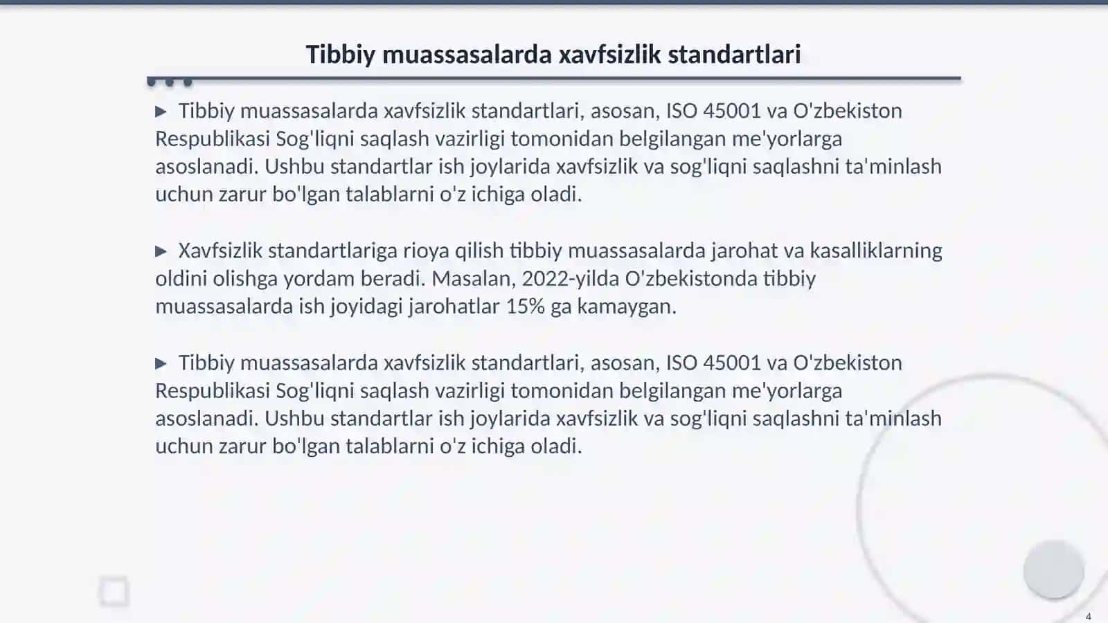 Tibbiy muassasalarda mexnat muhofazasi va texnika xavfsizligi 4