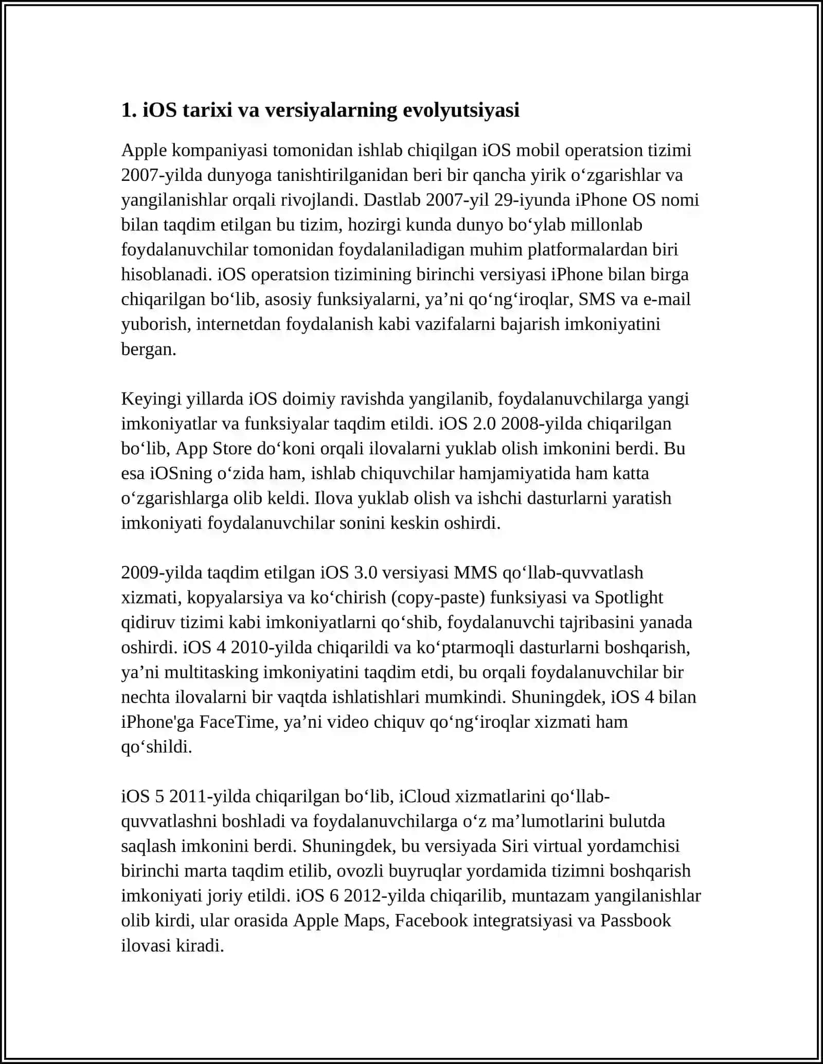 iOS MOBIL OPERATSION TIZIMI 4