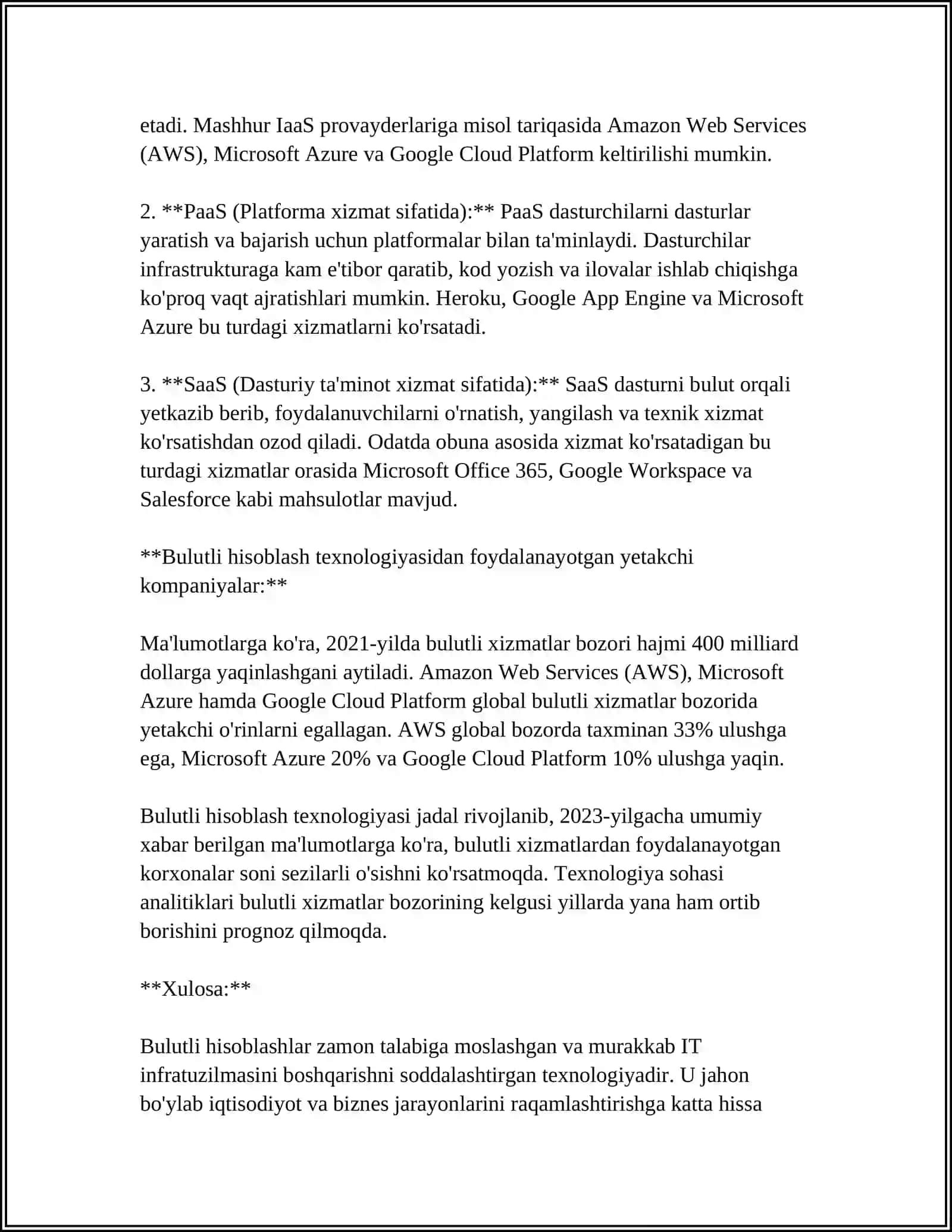 BULUTLI HISOBLASHLAR (CLOUD COMPUTING) 4