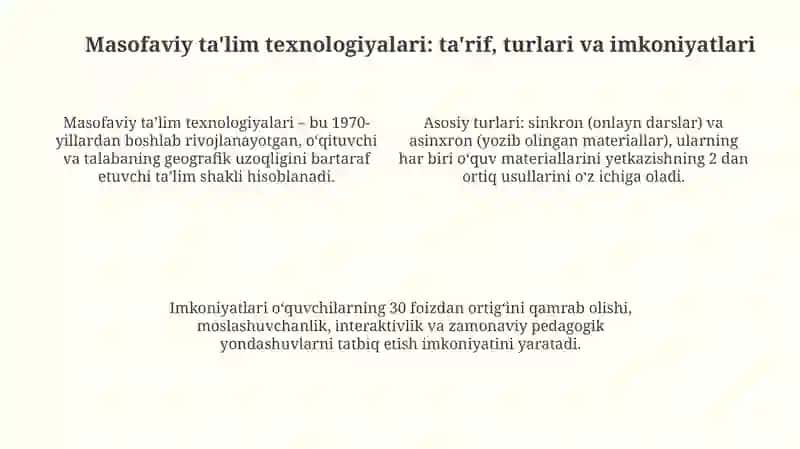 Pedagogik kompetentlikni shakllantirishda masofaviy oʻqitish texnologiyasi 4