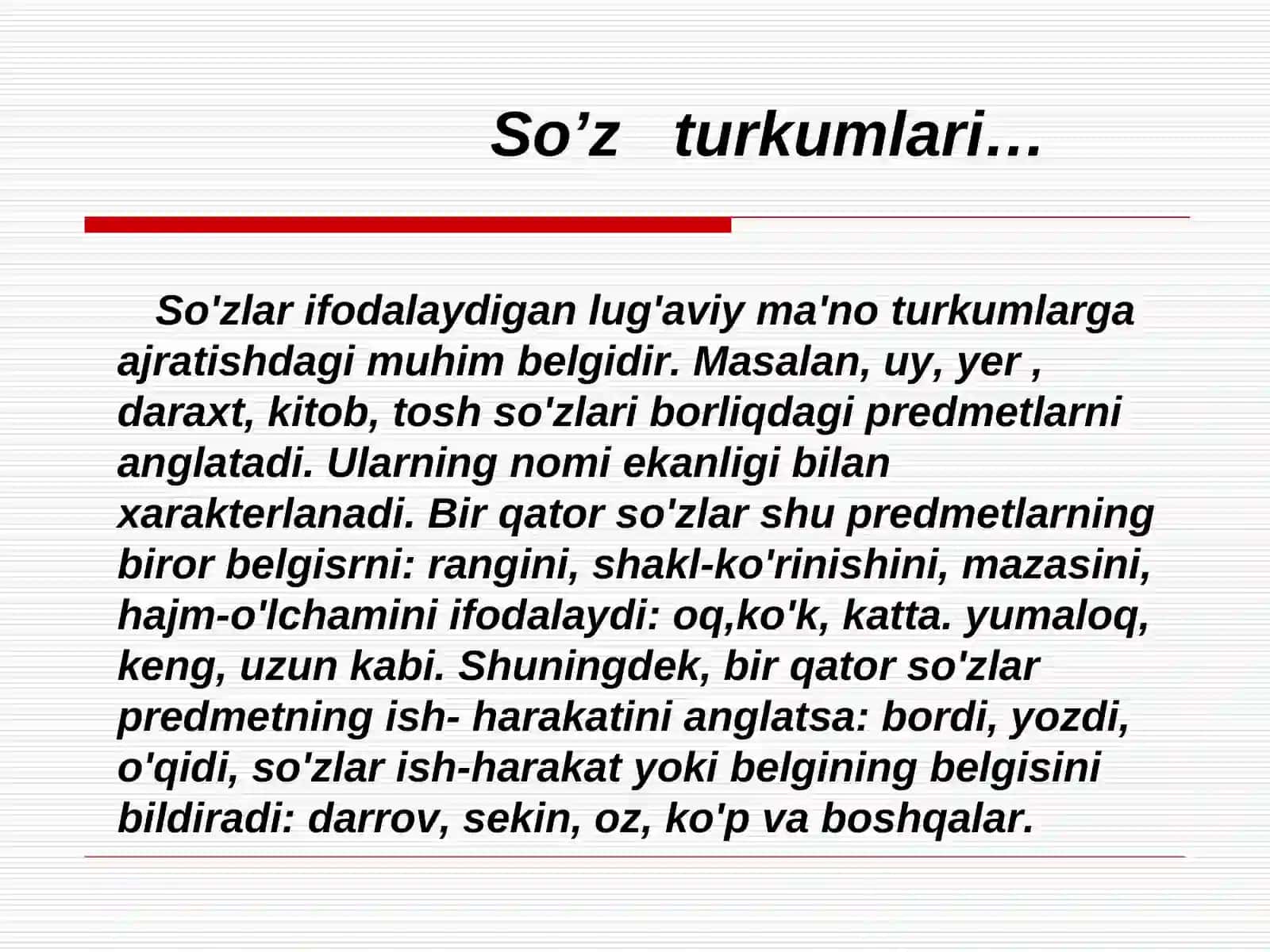 O’zbek tilida – So’z turkumlari tasnifi 4