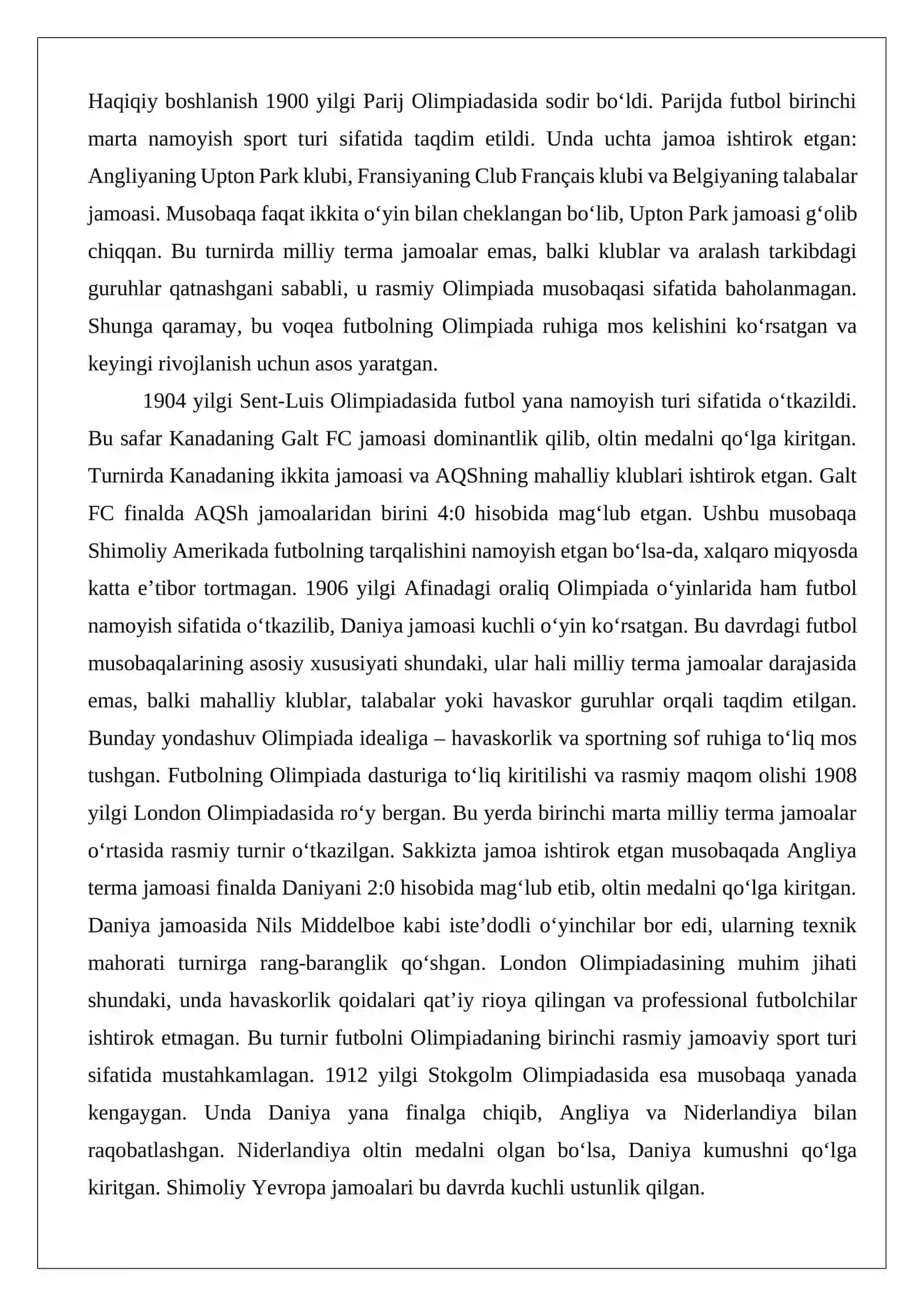 Futbol bo‘yicha Olimpiada o‘yinlarini o‘tkazilishi 4