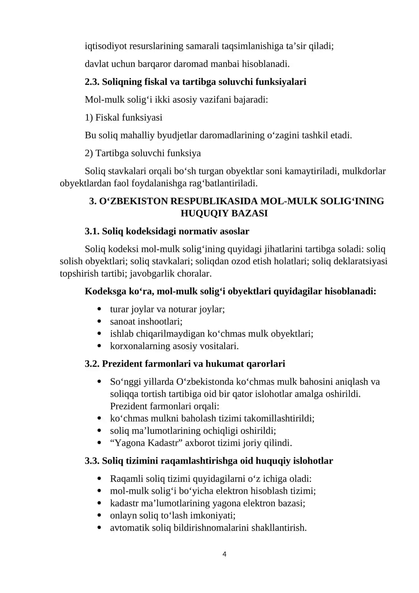 O’zbekistonda mol-mulkni soliqqa tortishning o’ziga xos xususiyatlari 4