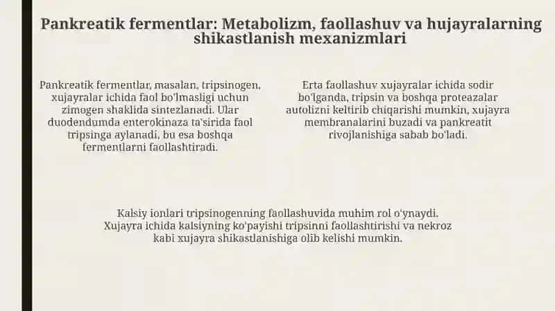 O'tkir pankreatit kelib chiqishi va davolashning biokimyoviy asoslari 4
