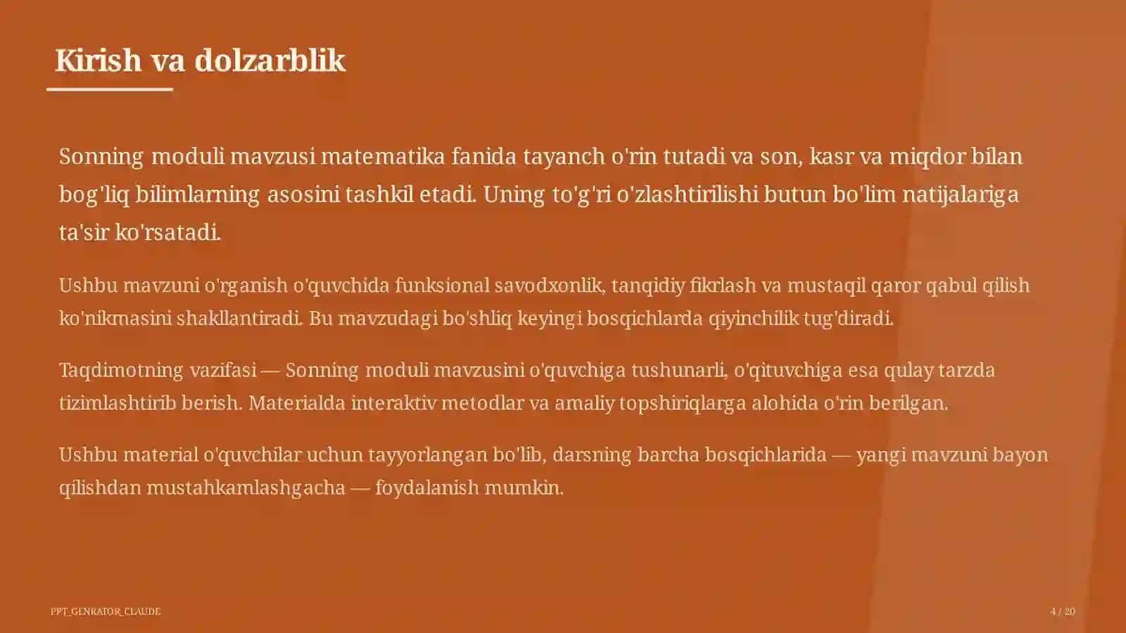 Sonning moduli (6-sinf) 4