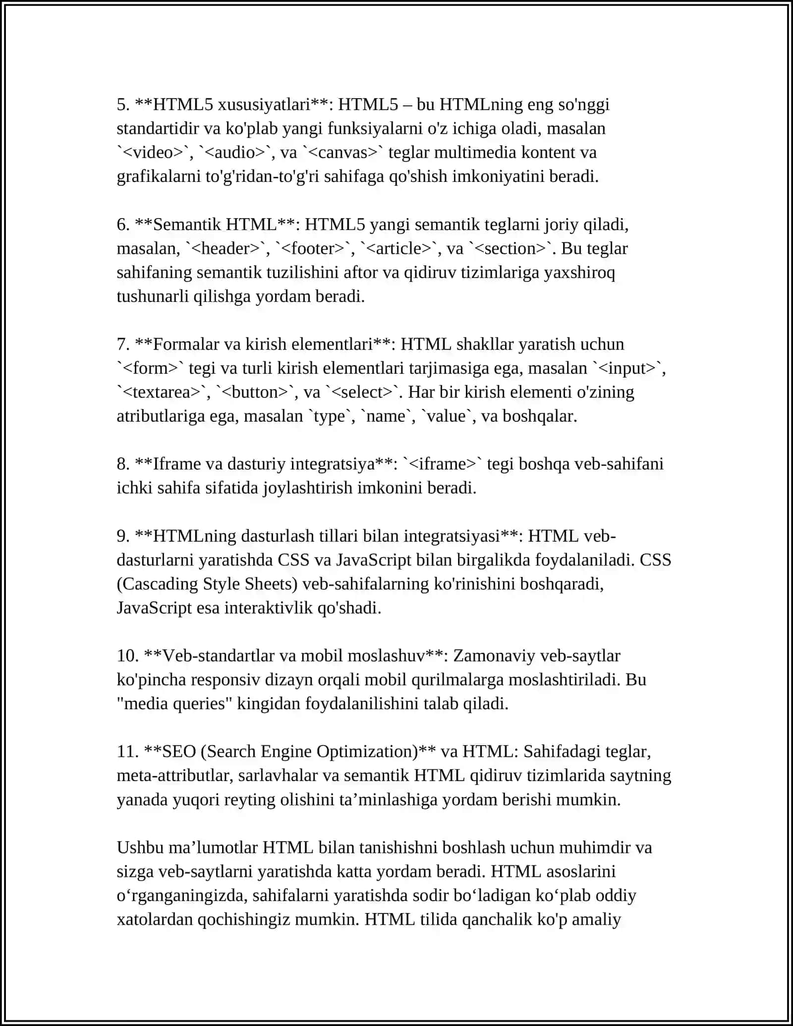 WEB SAHIFANING TUZILISHI VA YARATISH IMKONIYATLARI, ASOSIY TUSHUNCHALARI 4
