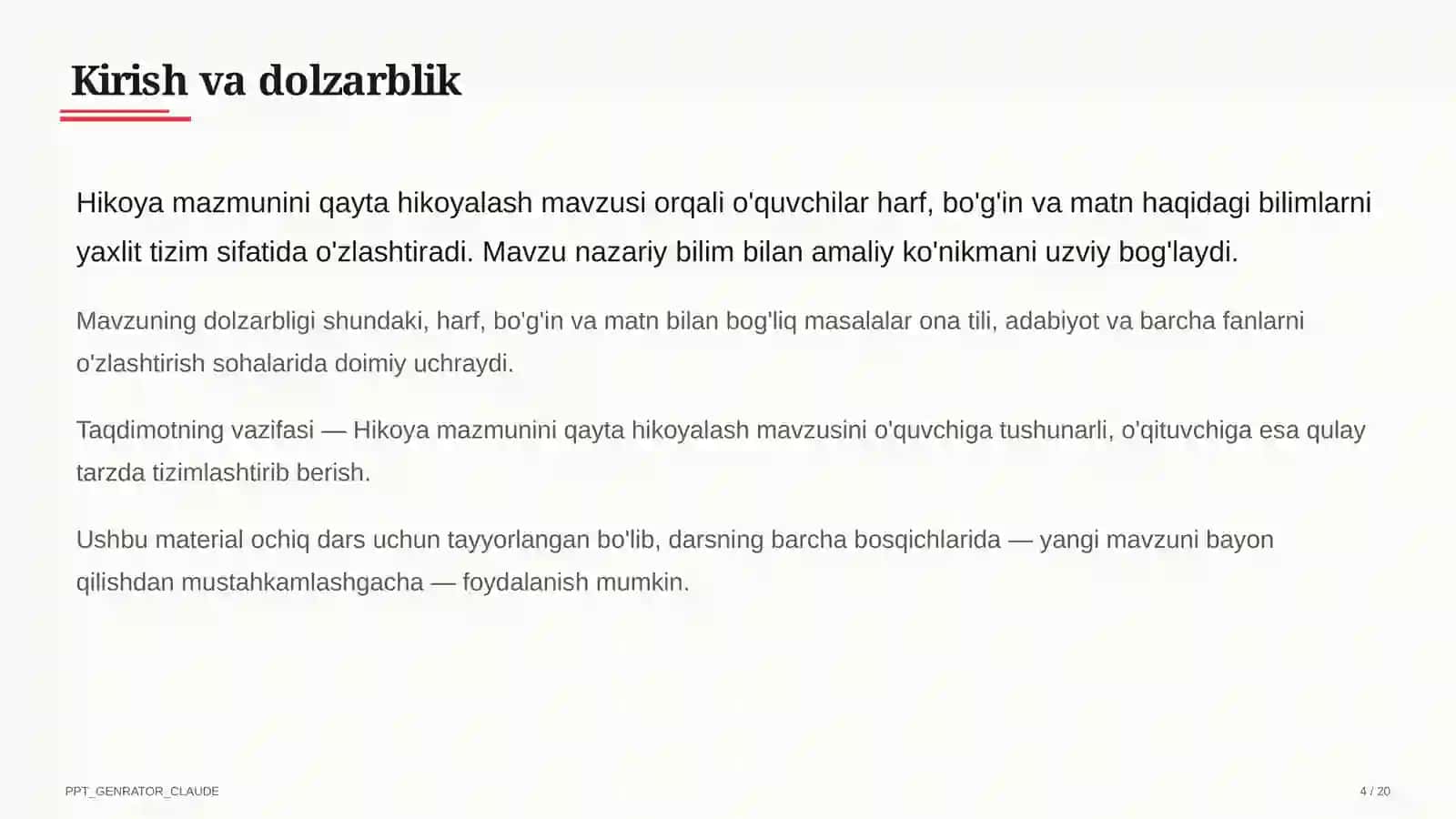 Hikoya mazmunini qayta hikoyalash (3-sinf) 4