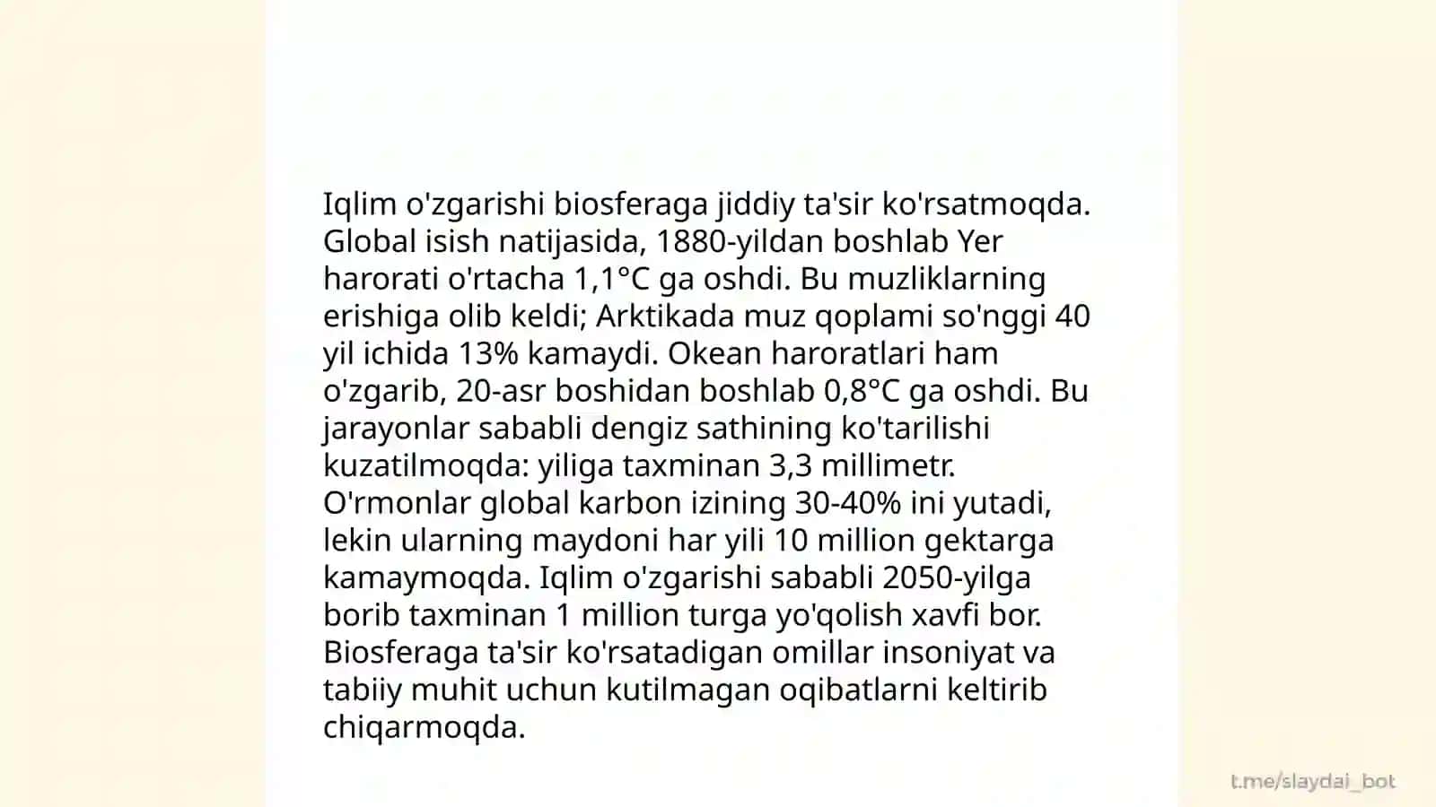 Biosferaning hozirgi ahvoli tòģrisidagi axborotlar tahlili 4