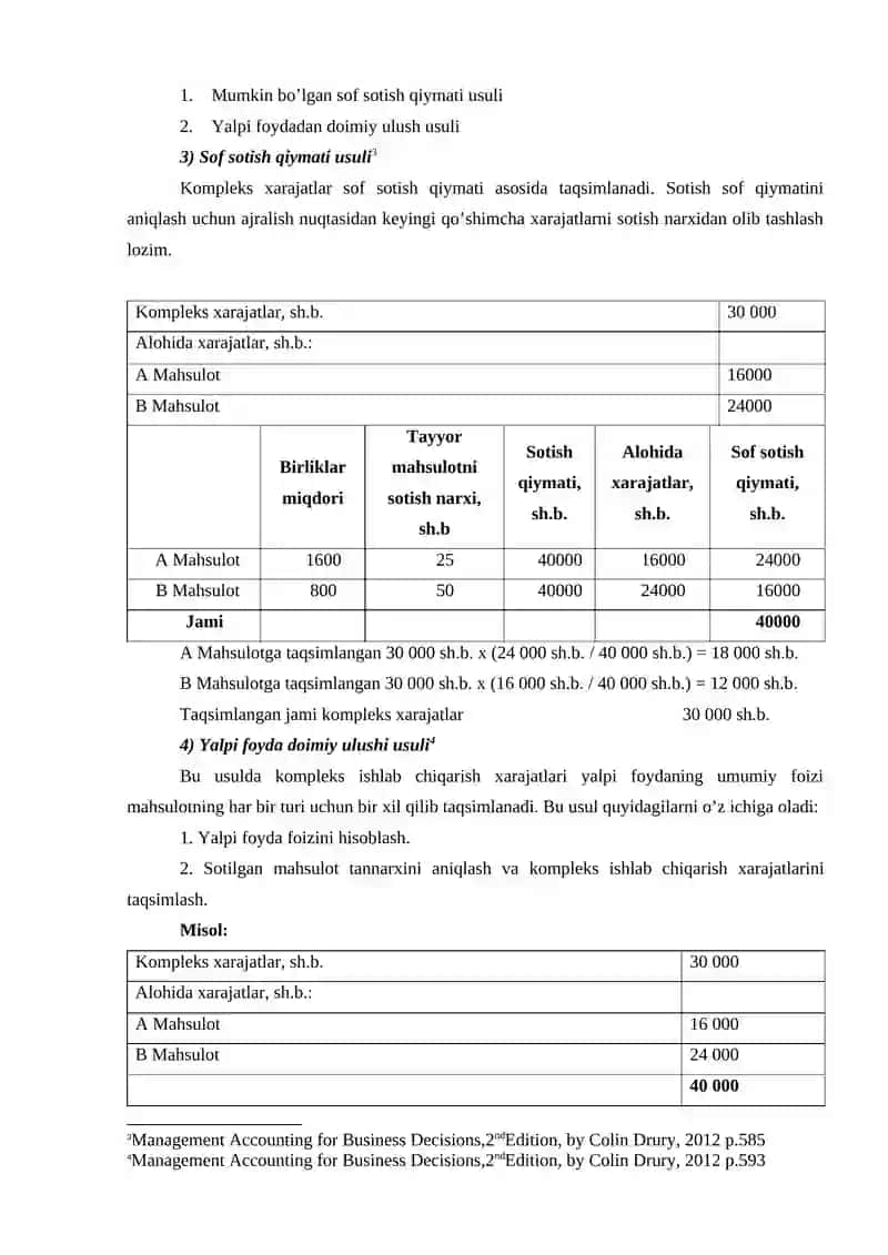 KOMPLEKS ISHLAB CHIQARISH XARAJATLARINING TAQSIMLANISHI VA QO’SHIMCHA MAHSULOT ISHLAB CHIQARISH 4