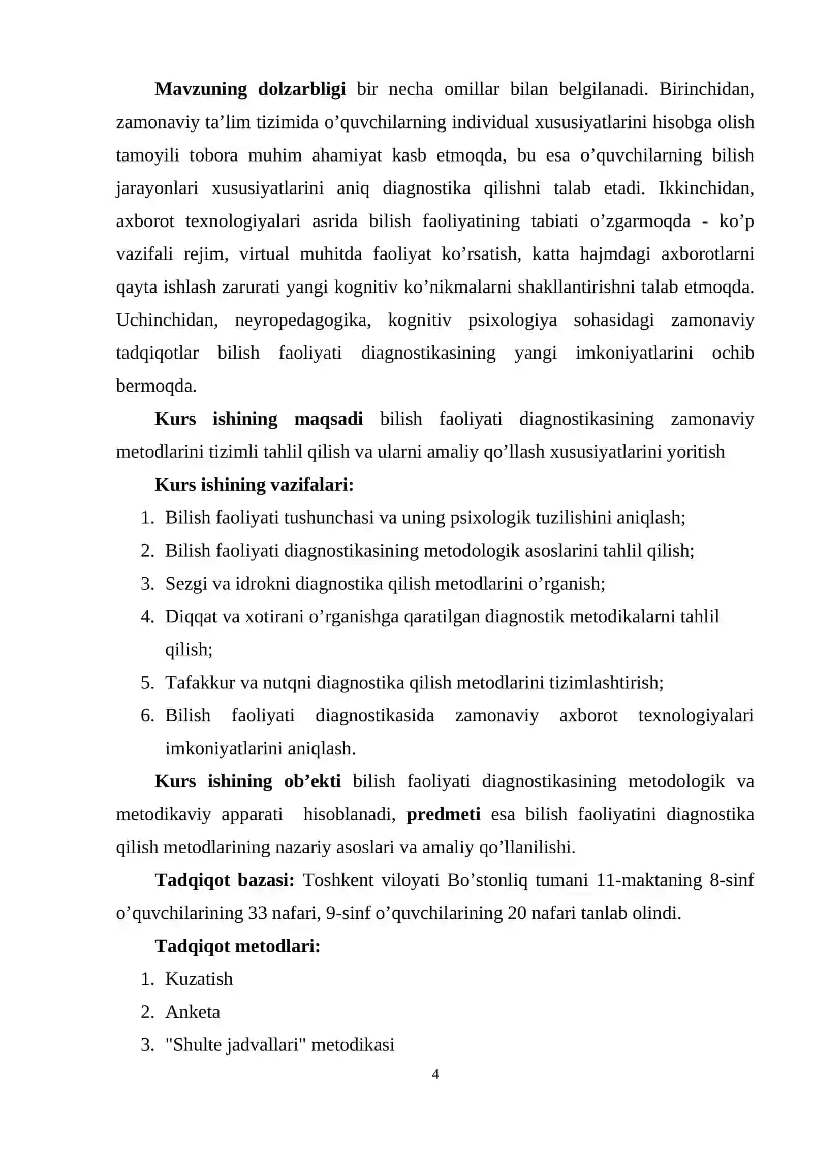 BILISH FАОLIYАTINI DIАGNОSTIKА QILISH MЕTОDIKАLАRI 4