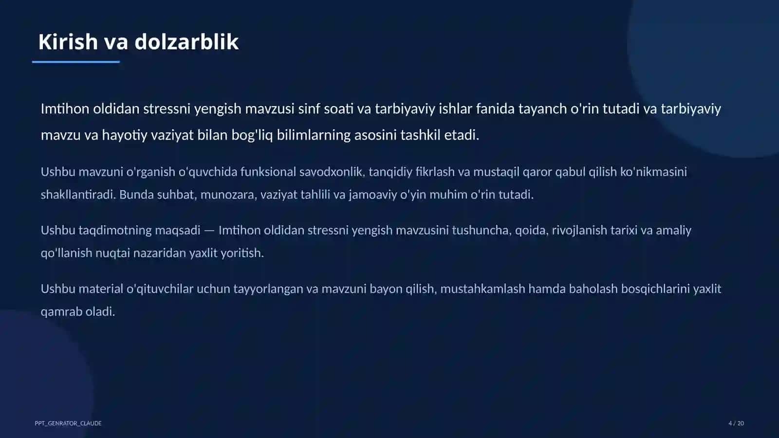 Dars rejasi 4
