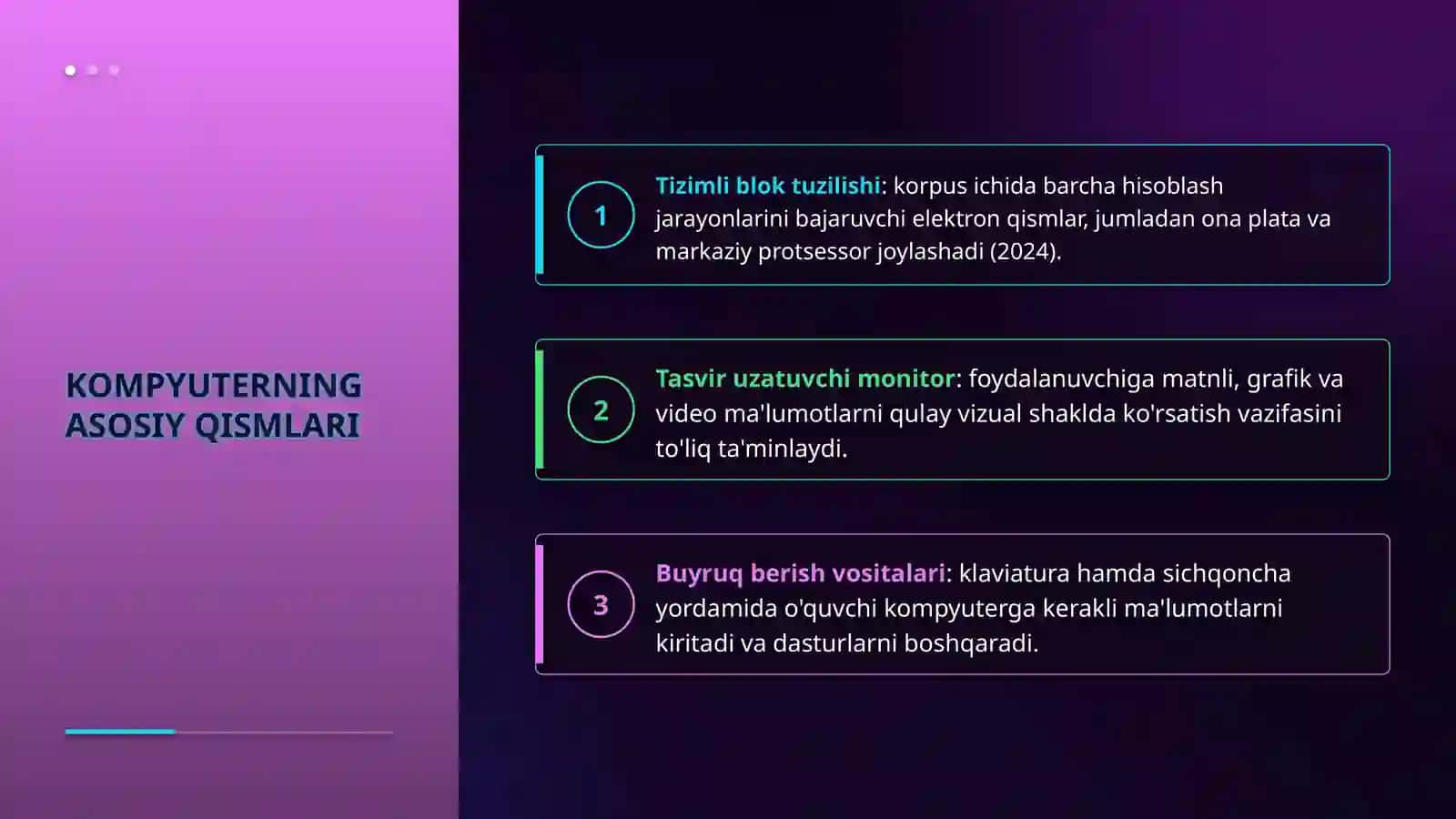 Kampyuterning tuzilishi va kampyuter labartoriyasida xavfsiz ishlash qoidalari bilan tanishish 4