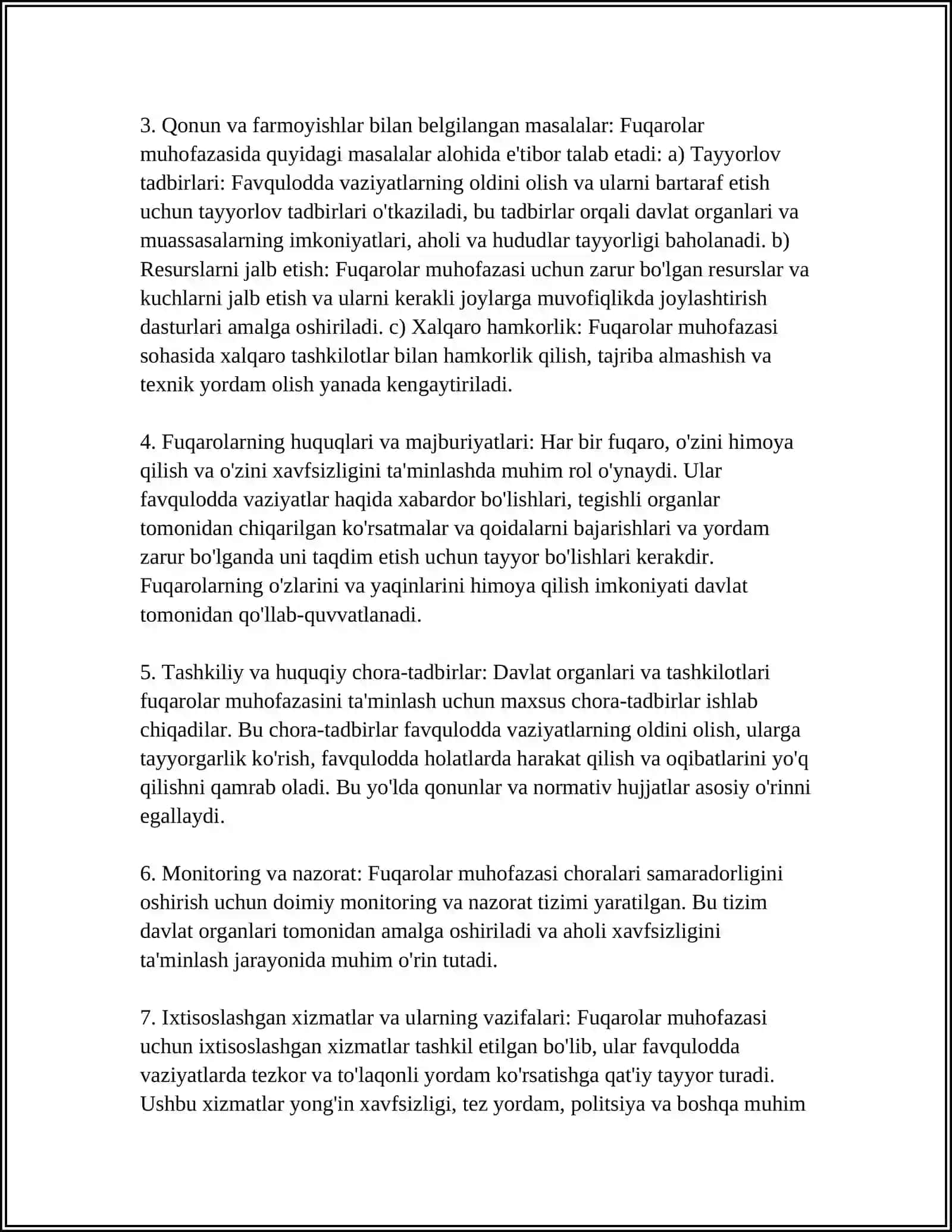 FUQAROLAR MUHOFAZASI TOʻGʻRISIDAGI QONUN VA FARMOYISHLAR 4
