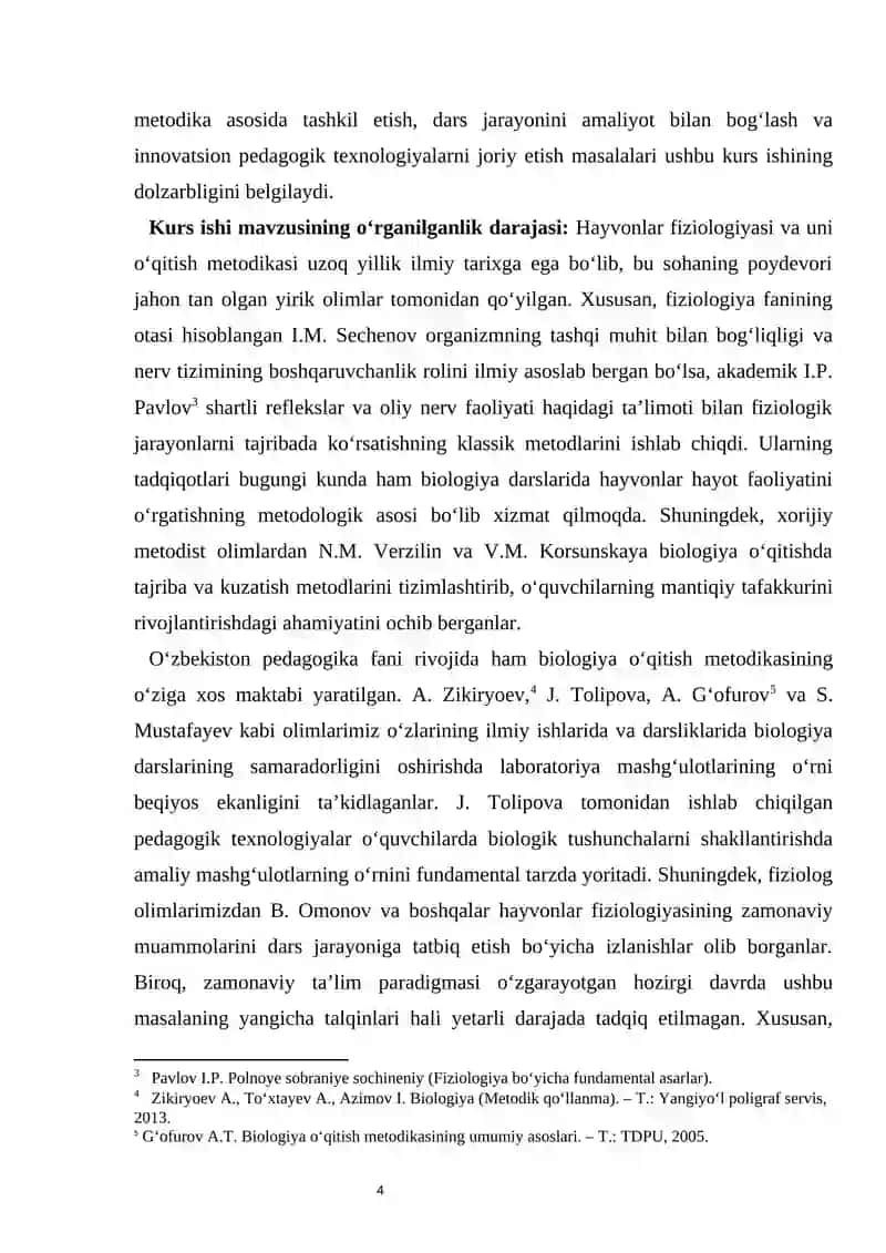 HAYVONLAR FIZIOLOGIYASINI O‘QITISHDA TAJRIBA ISHLARINI TASHKIL ETISH METODIKASI 4
