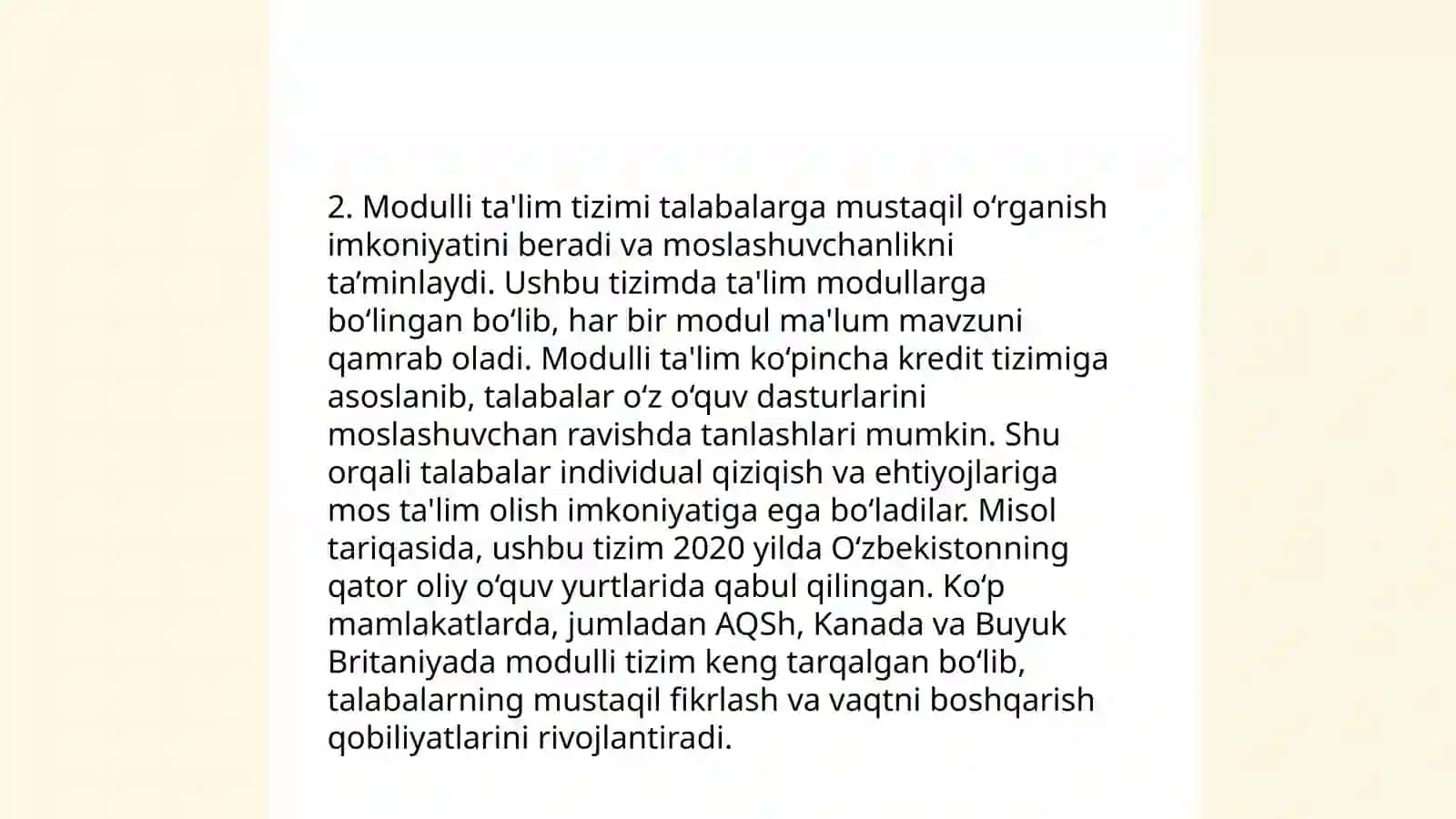 Texnologiya fani darslarida interaktiv usullarni loyihalash,oʻqitish texnologiyasi,modulli taʼlim,keys taʼlim texnologiyalarini qoʻllash 4