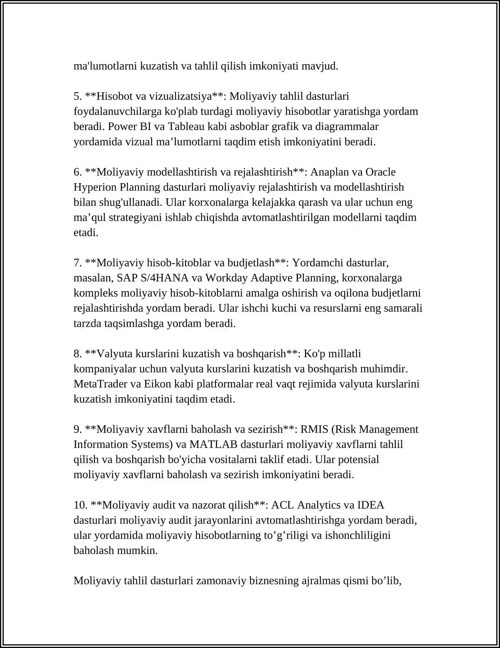 IQTISODIYOTDA FOYDALANILGAN DASTURIY MAHSULOTLAR 4