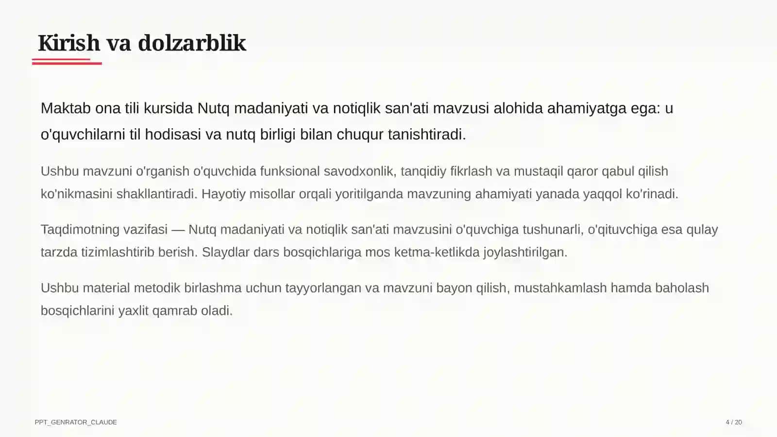 Nutq madaniyati va notiqlik san'ati (10-sinf) 4