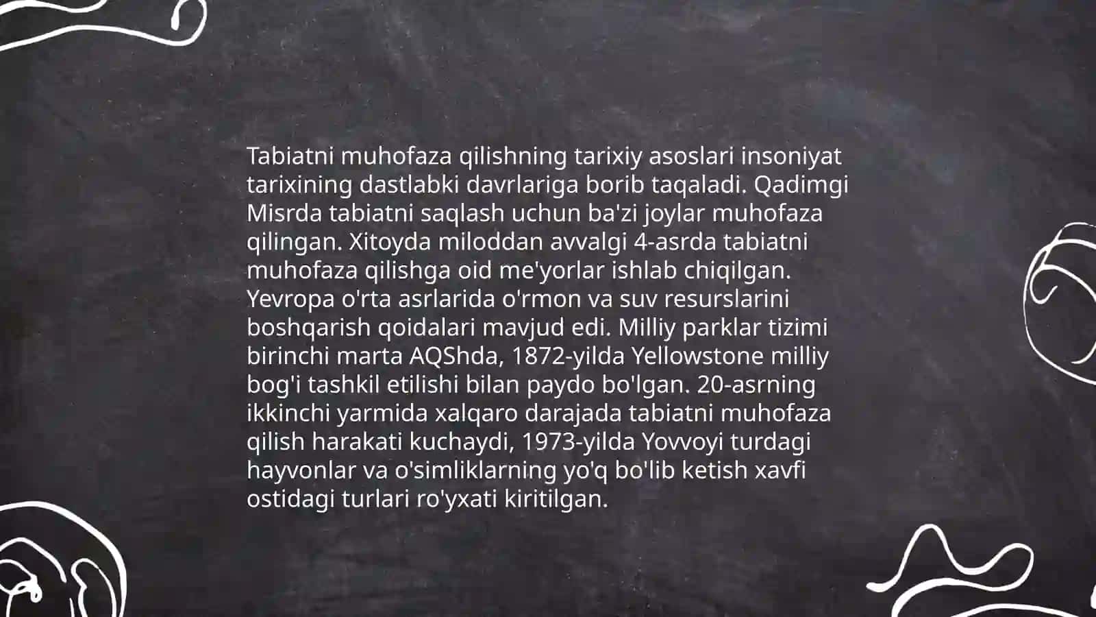 Ekologiya va tabiatni muhofaza qilishning rivojlanish tarixi 4