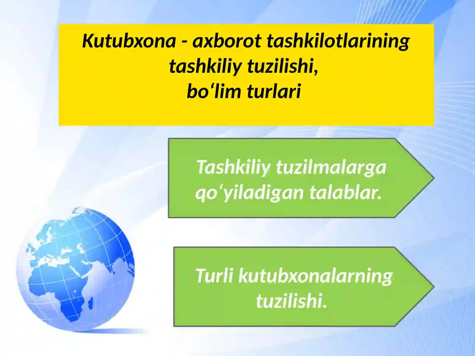 Kutubxona axborot faoliyati statistikasi.Statistikaning rivojlanishdagi òrni 4