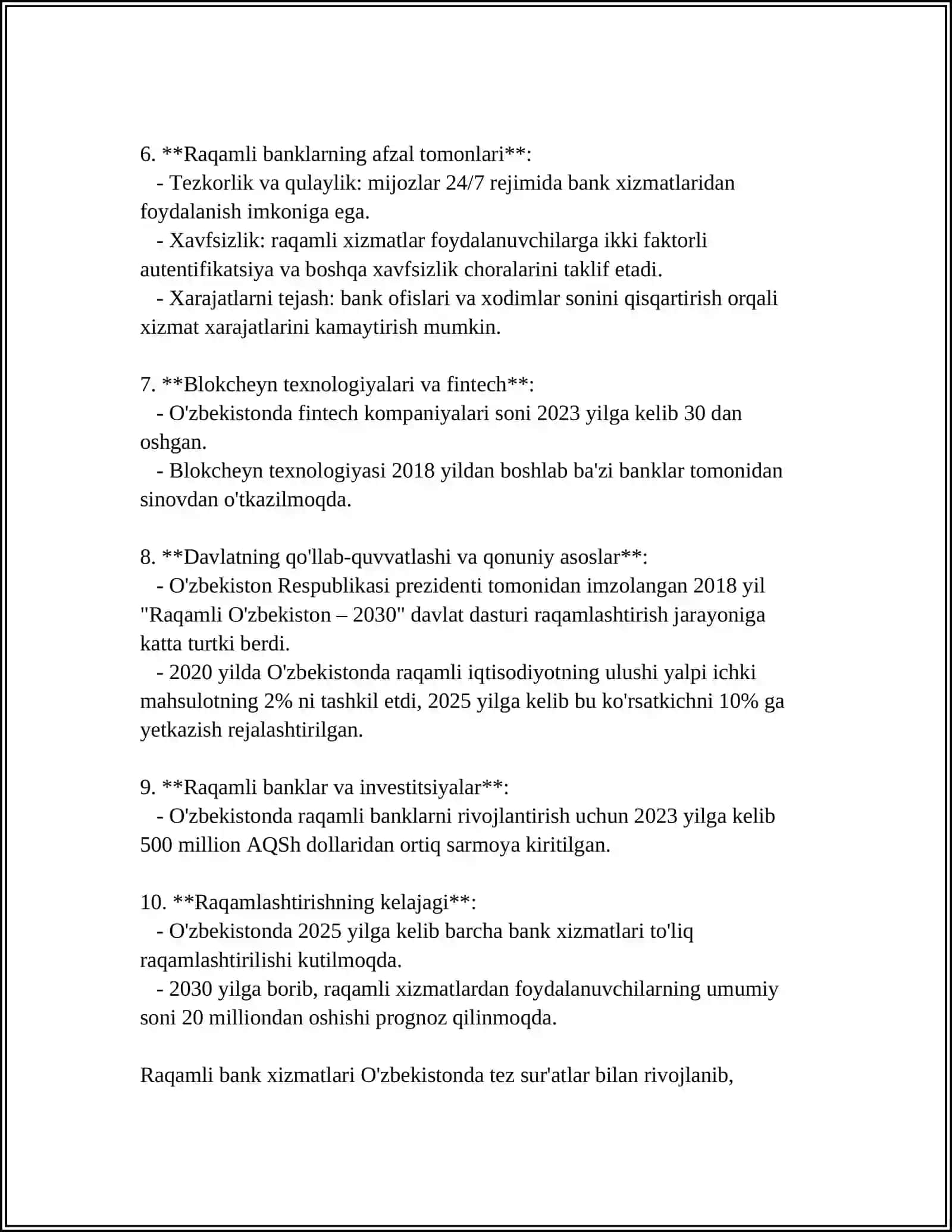 O'ZBEKISTONDA BANK TIZIMINI TAKOMILLASHTIRISHNI ASOSIY YO'NALISHLARI 4