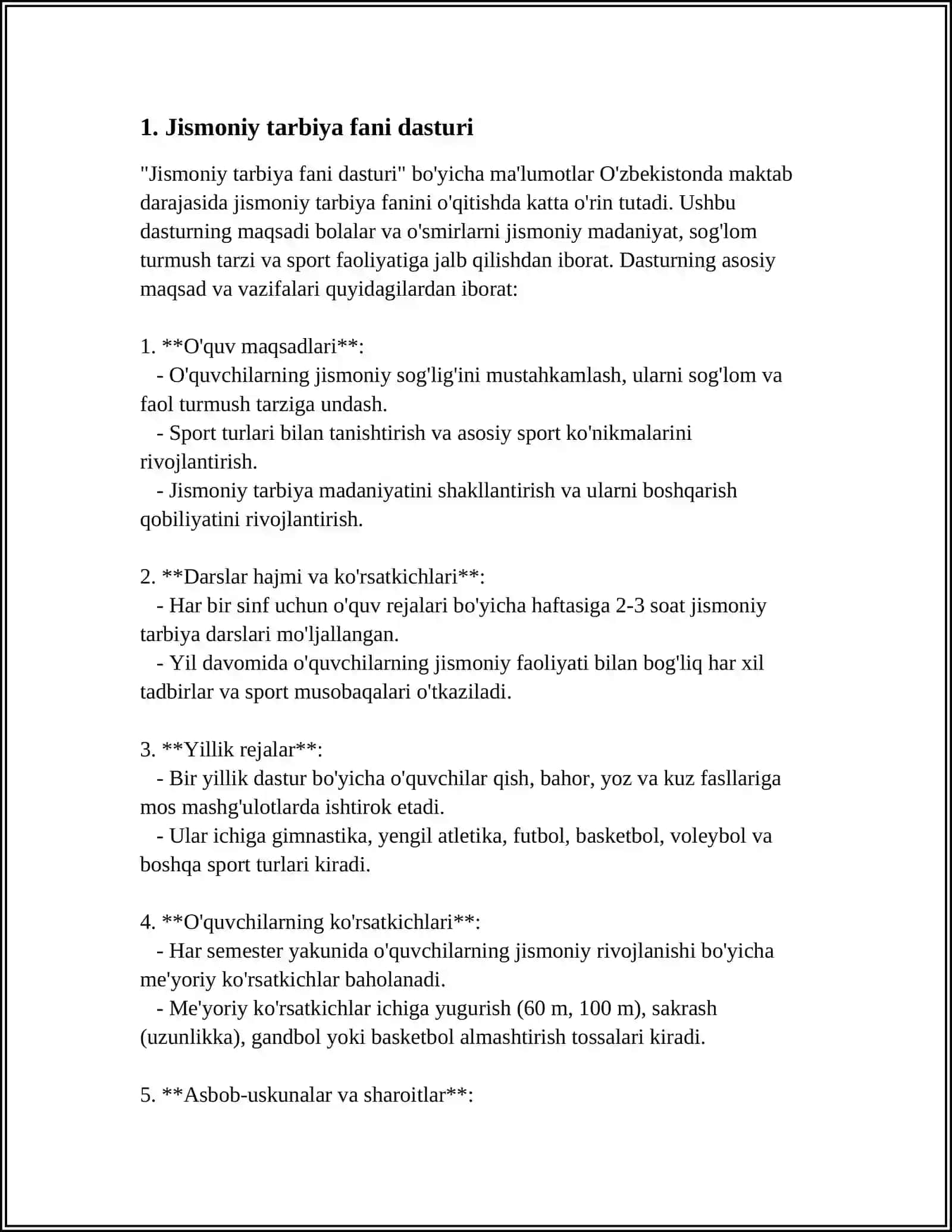 Jismoniy tarbiya fani dasturi 4