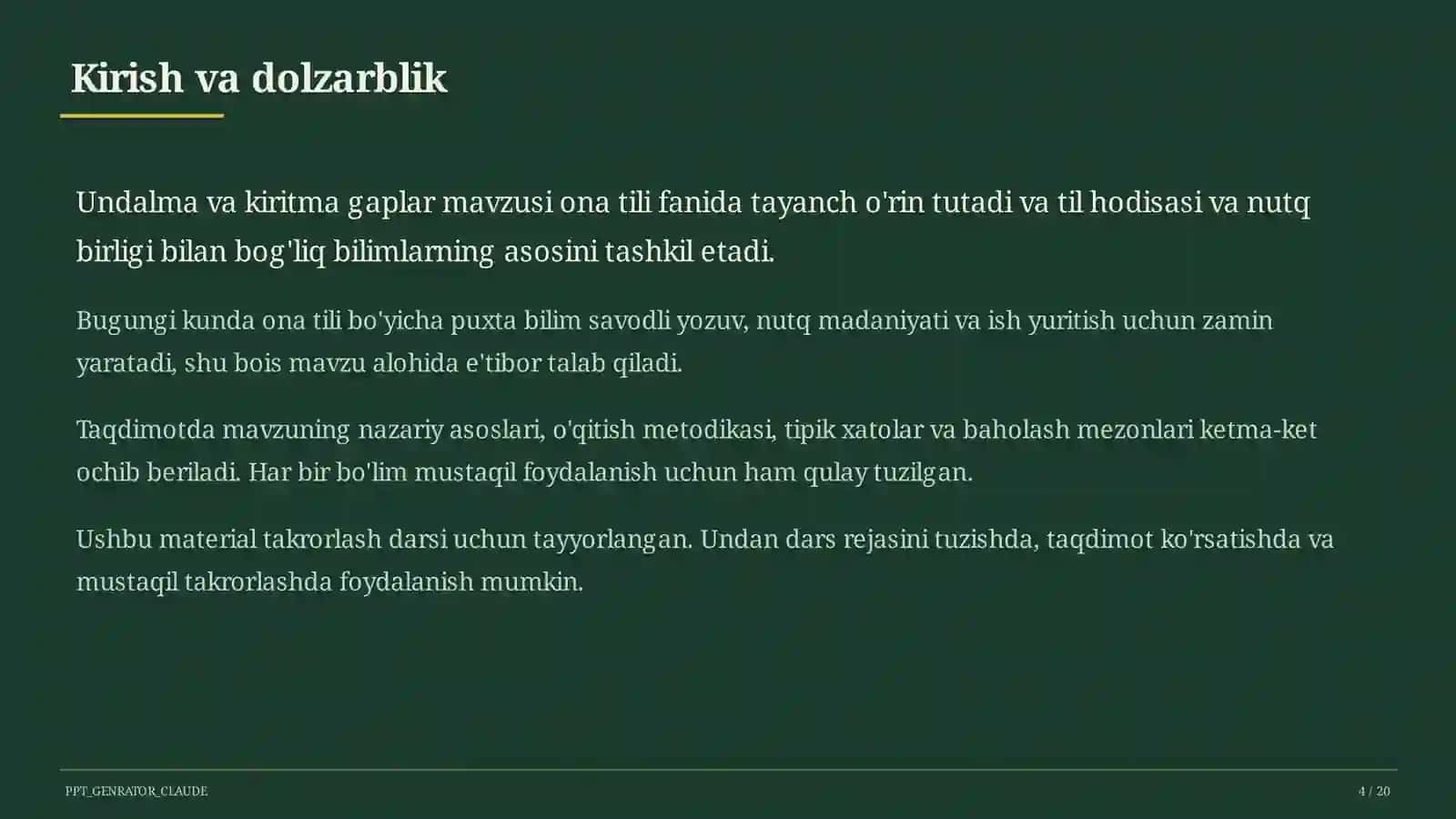 Undalma va kiritma gaplar (8-sinf) 4