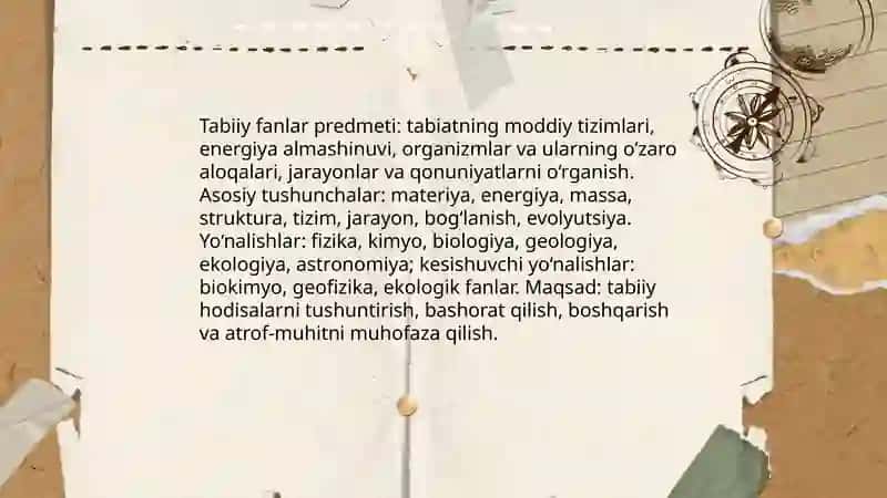 Tabiiy fanlar nazariyasi, predmeti maqsad va vazifalari 4
