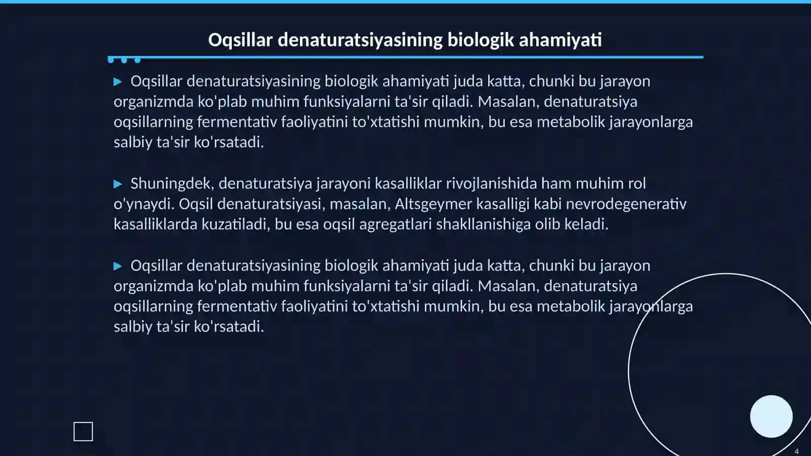 Oqsillar denaturatsiyasi va uning biologik ahamiyati 4