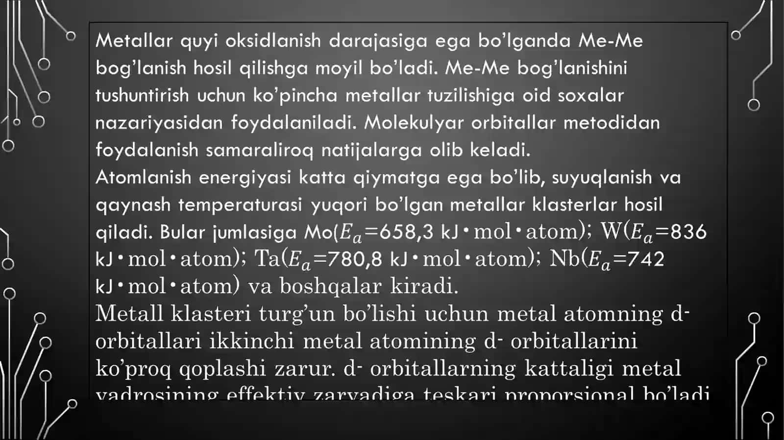 Metallarning klasterlari 4