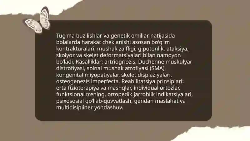 Tayanch harakat apporati kasalliklarida bolalarda harakat chegaralanishi va unda reabilitatsiya 4