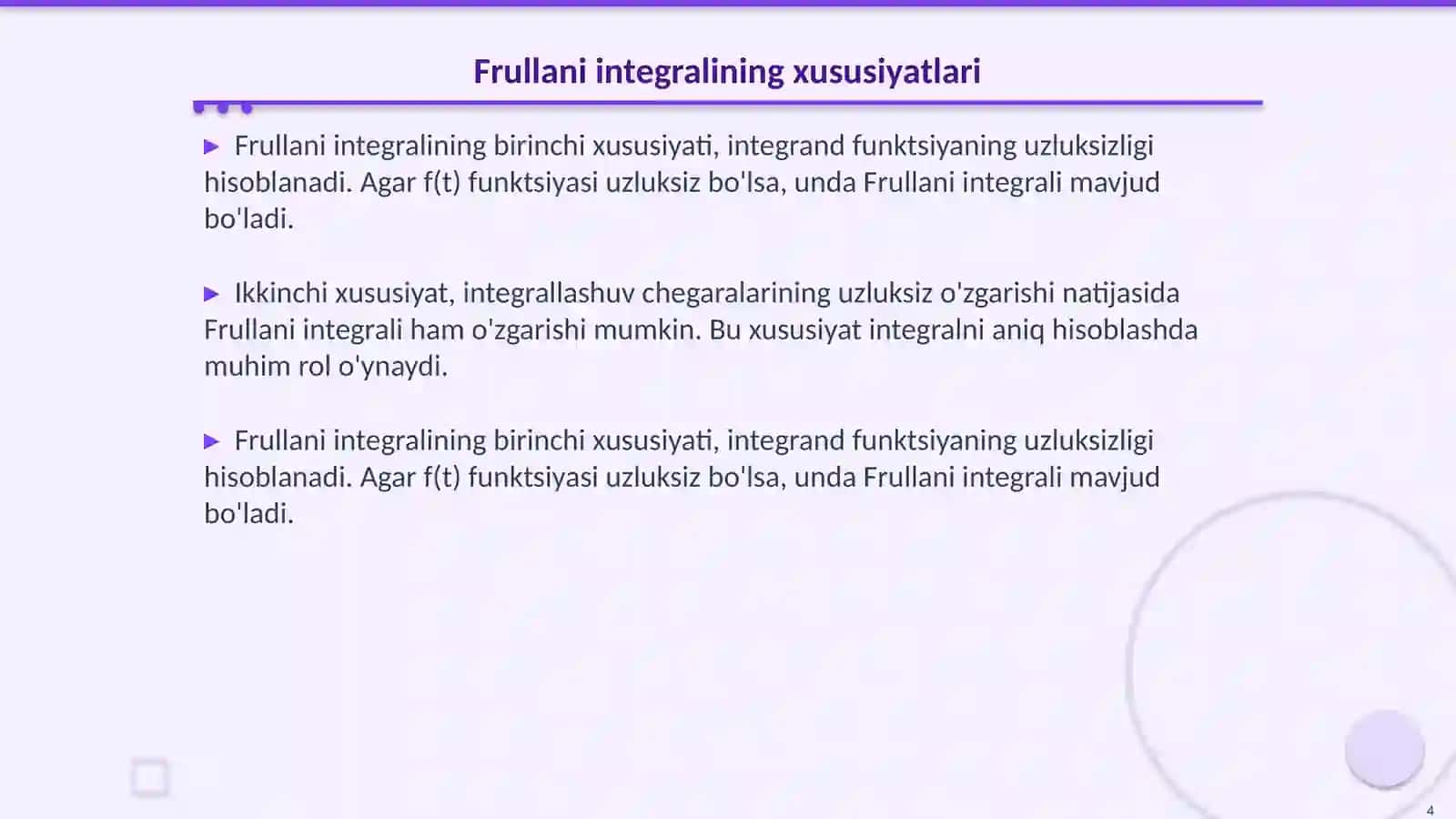 Frullani Integrali va uni hisoblash 4