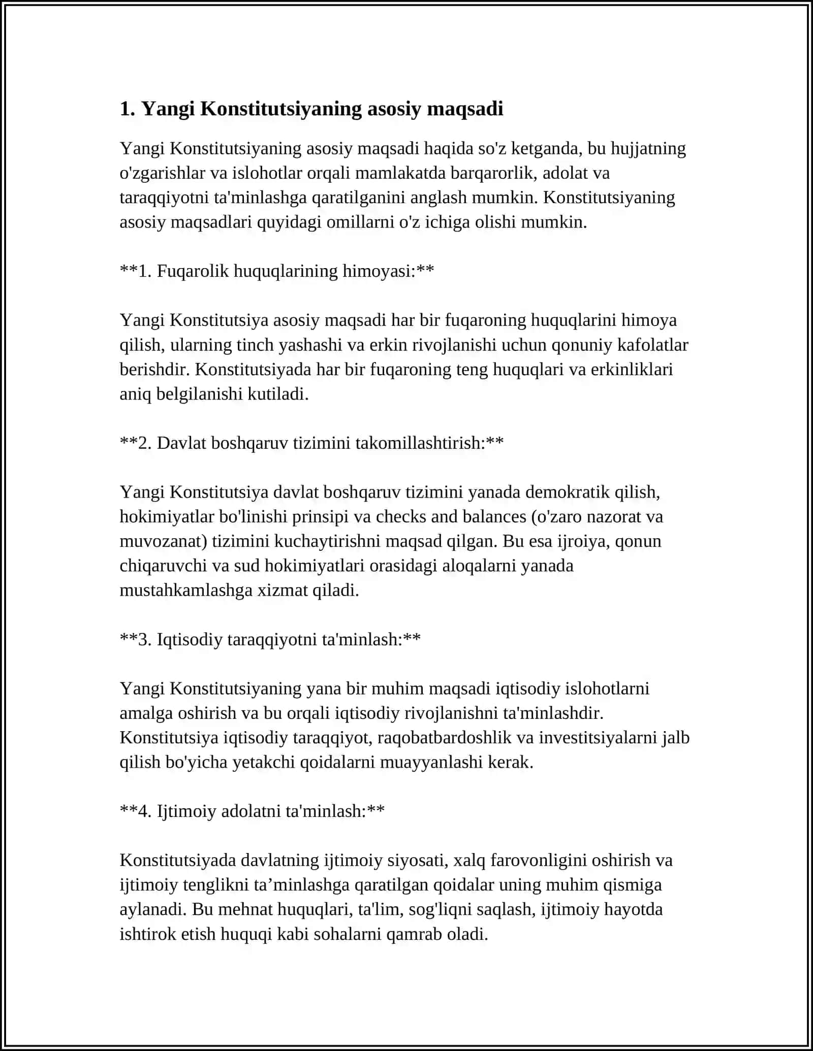 YANGI TARIXDAGI O’ZBEKISTON RESPUBLIKASI KONUSTUTUTSIYASI UMUM XALQ TOMONIDAN QABUL QILINISHI (2023-YIL 30-APREL) VA UNING MAZMUNI 4