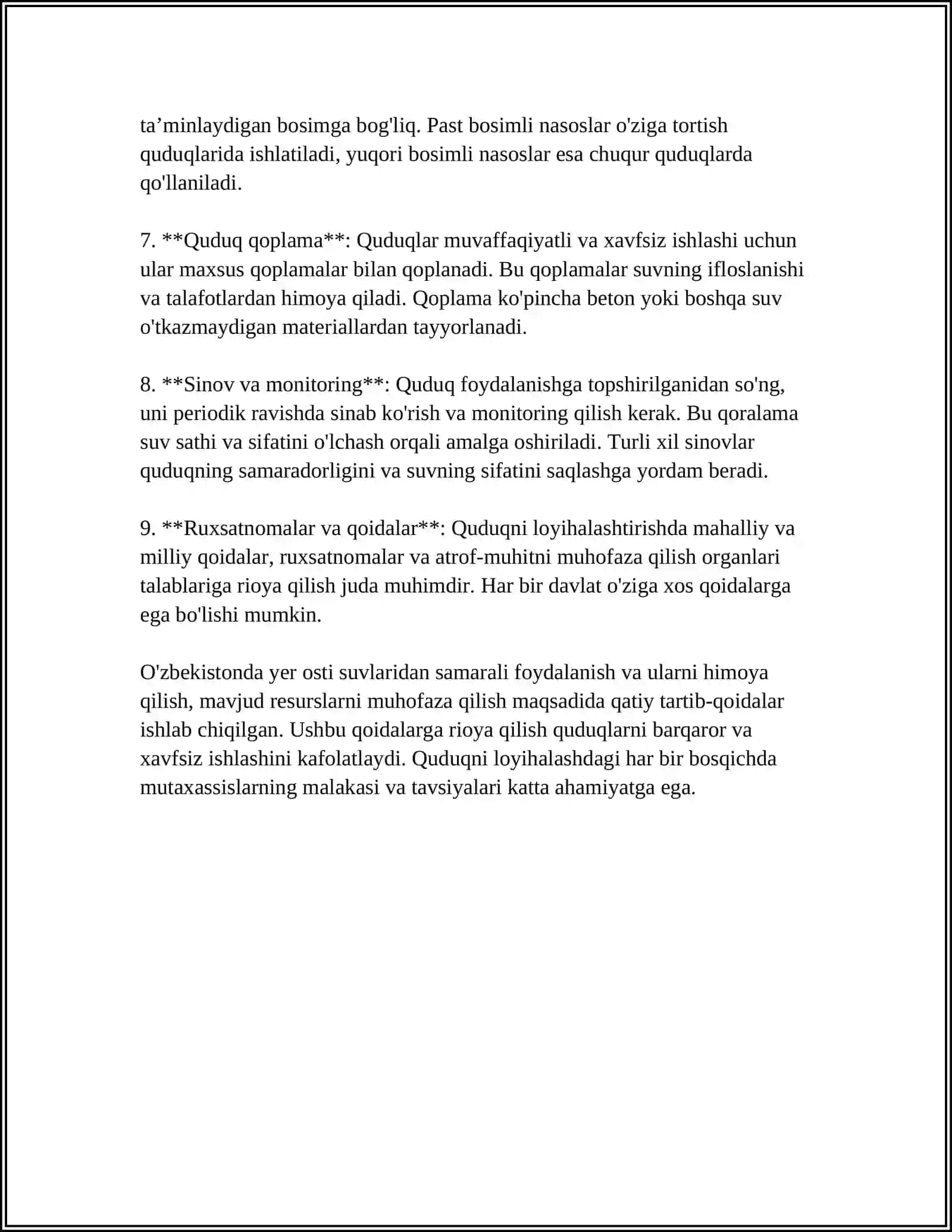 SUYUQLIK XAYDAP QUDUQLARNI O'ZLASHTIRISH JARAYONI 4