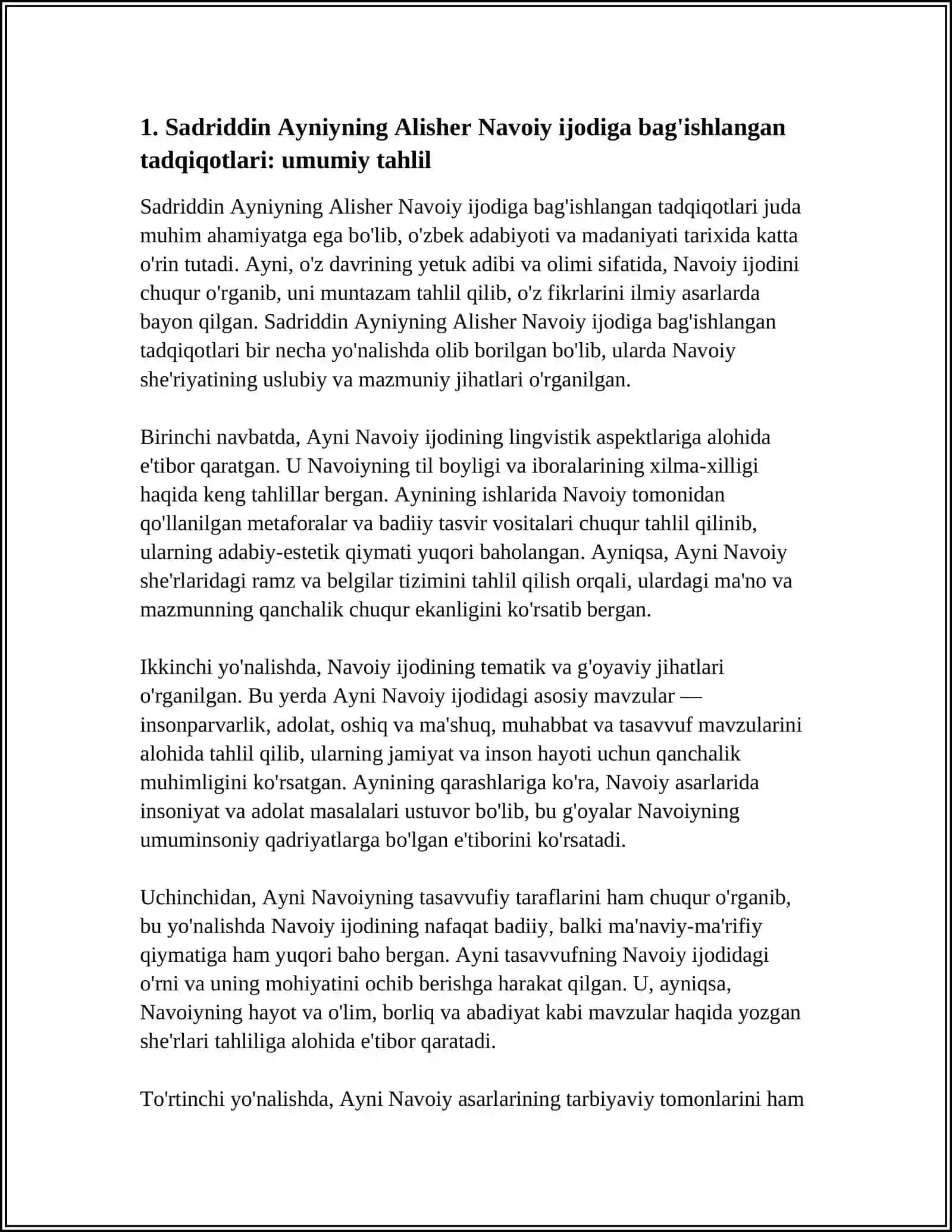 SADRIDDIN AYNIY VA FITRATNING NAVOIY IJODIGA BAG’ISHLANGAN TADQIQOTLARI 4