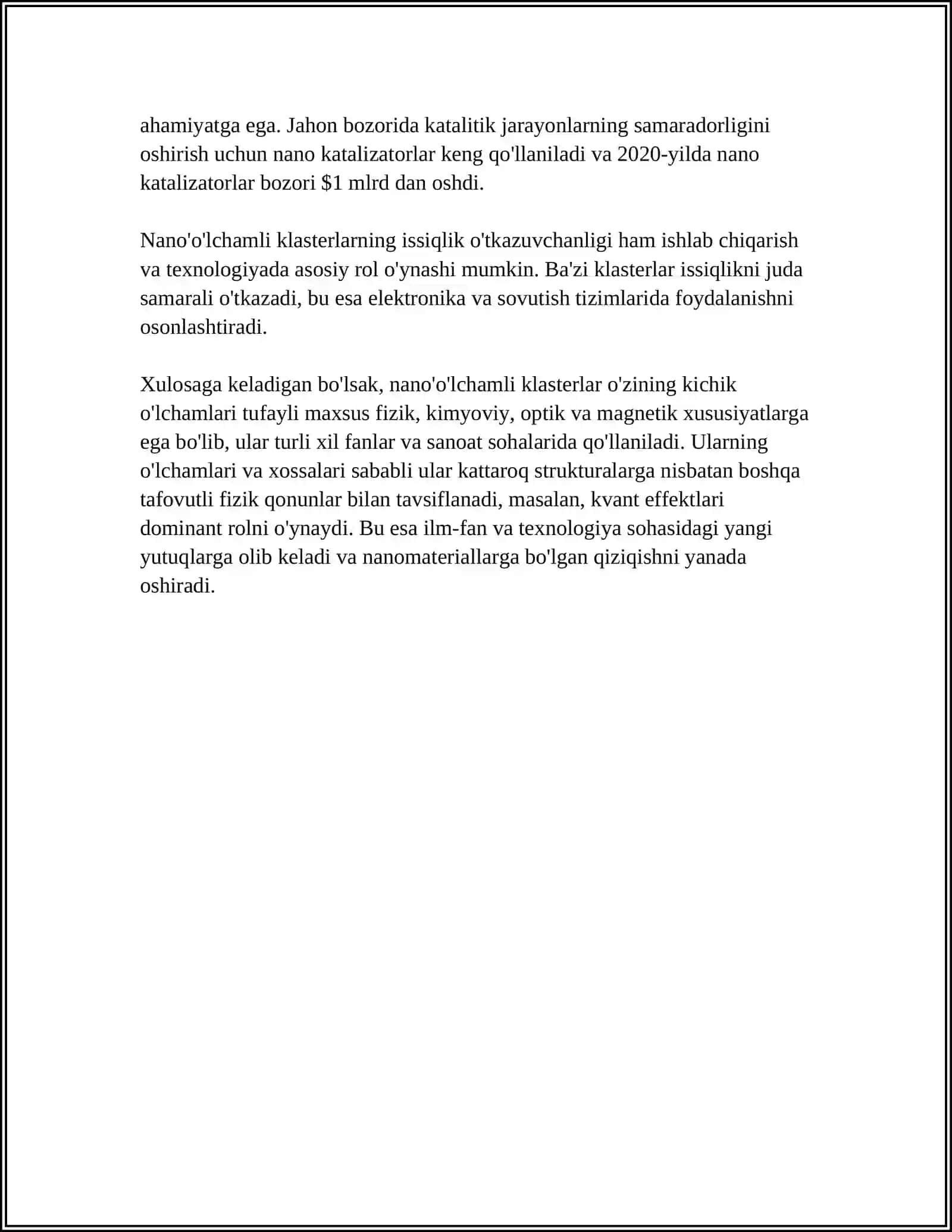 NANO O‘LCHAMLI KLASTERLAR VA KRISTALLAR. NANO TEXNOLOGIYA 4