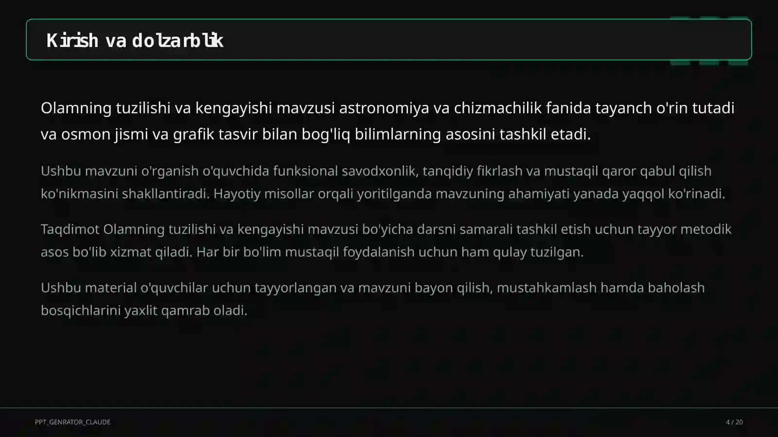 Olamning tuzilishi va kengayishi (11-sinf) 4