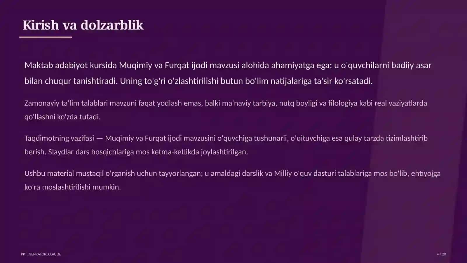 Muqimiy va Furqat ijodi (10-sinf) 4